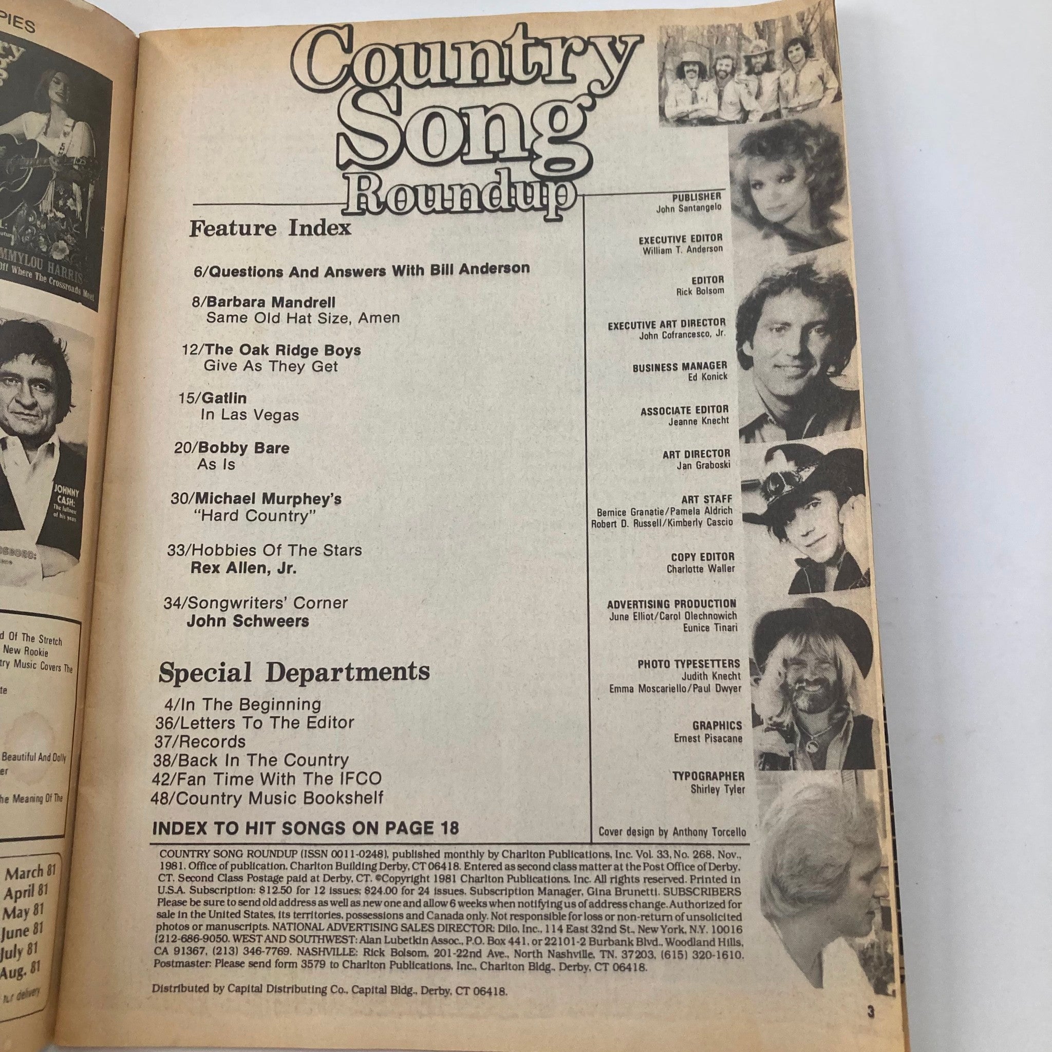 VTG Country Song Roundup Magazine November 1981 Oak Ridge Boys No Label