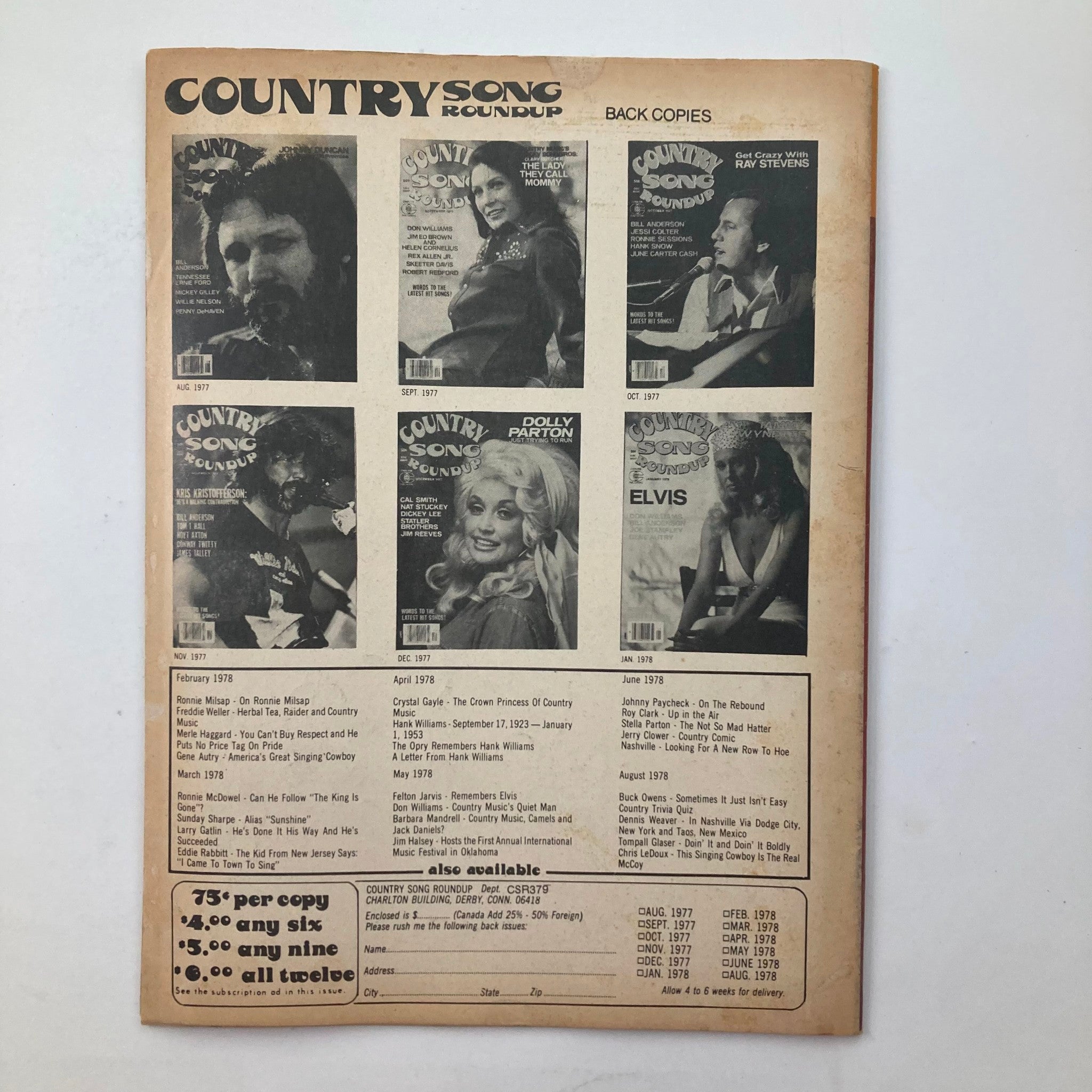 VTG Country Song Roundup Magazine March 1979 Bill Anderson It's A Boy