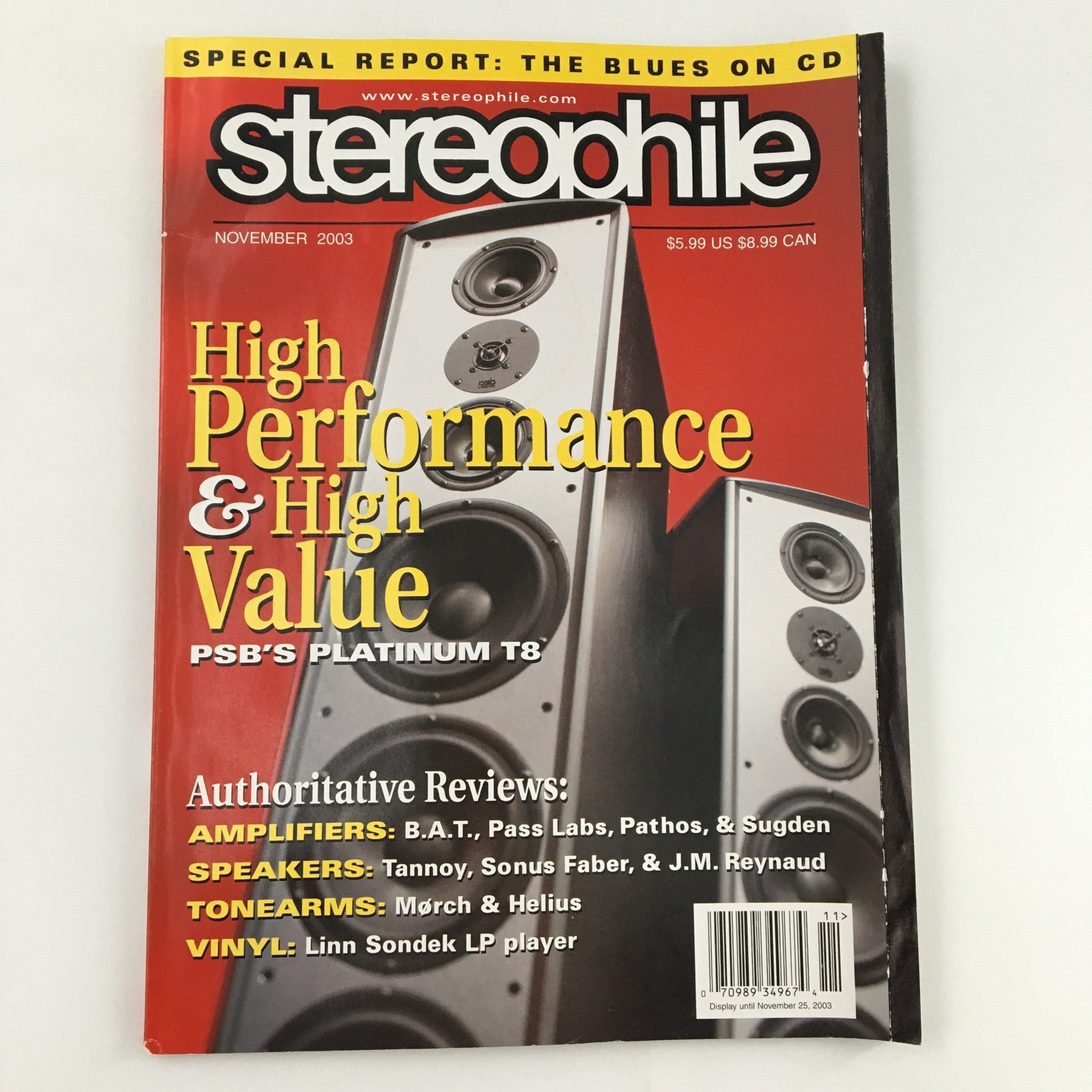 Stereophile Magazine November 2003 PSB'S Platinum T8 High Performance, Newsstand