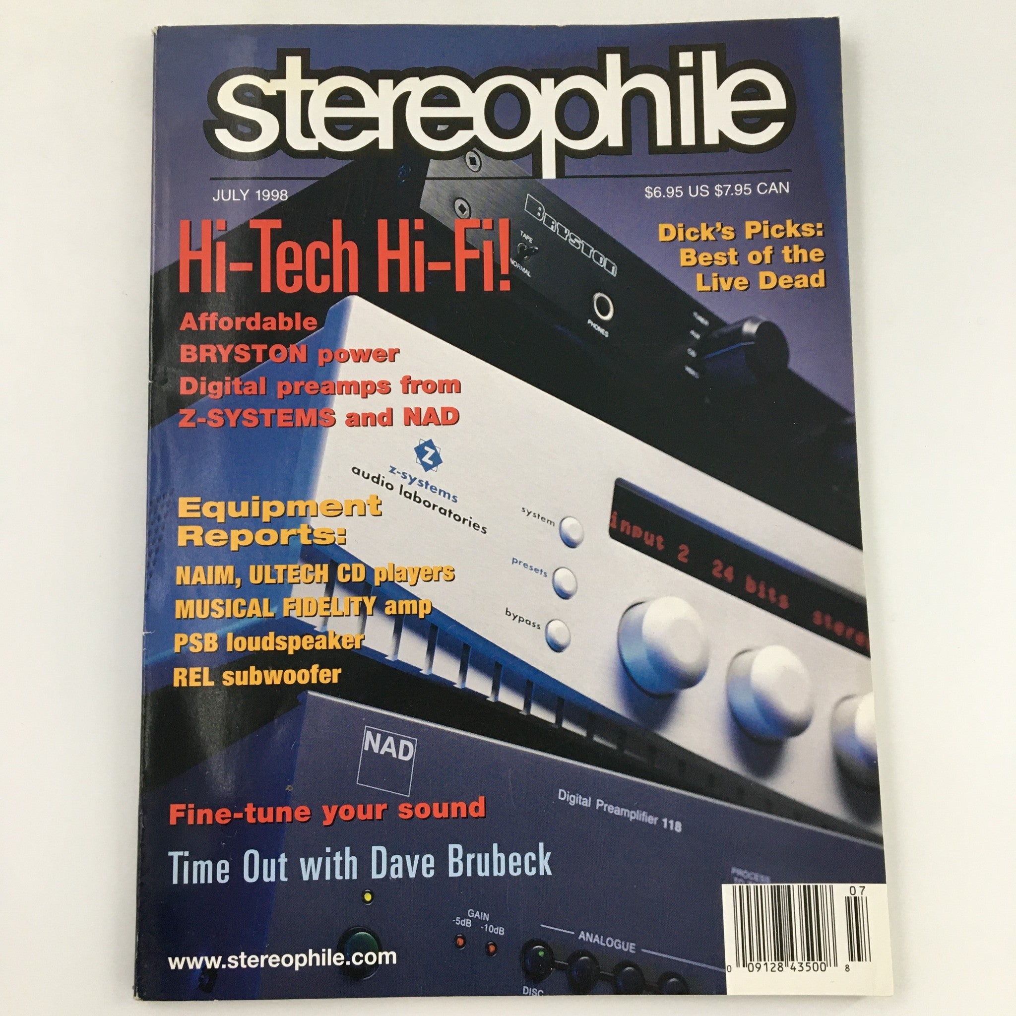 Stereophile Magazine July 1998 Time Out with Pianist Dave Brubeck, Newsstand