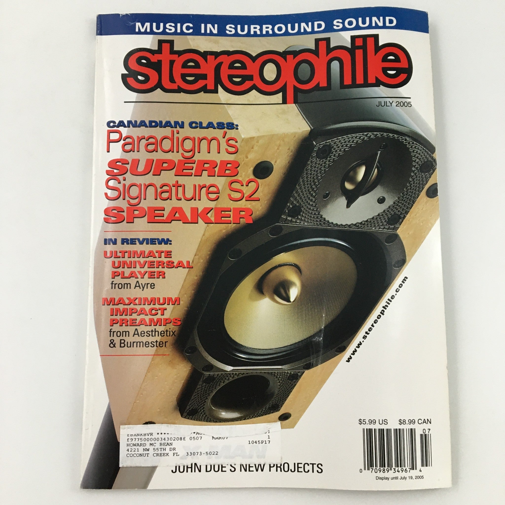 Stereophile Magazine July 2005 Paradigm's Superb Signature S2 Speaker