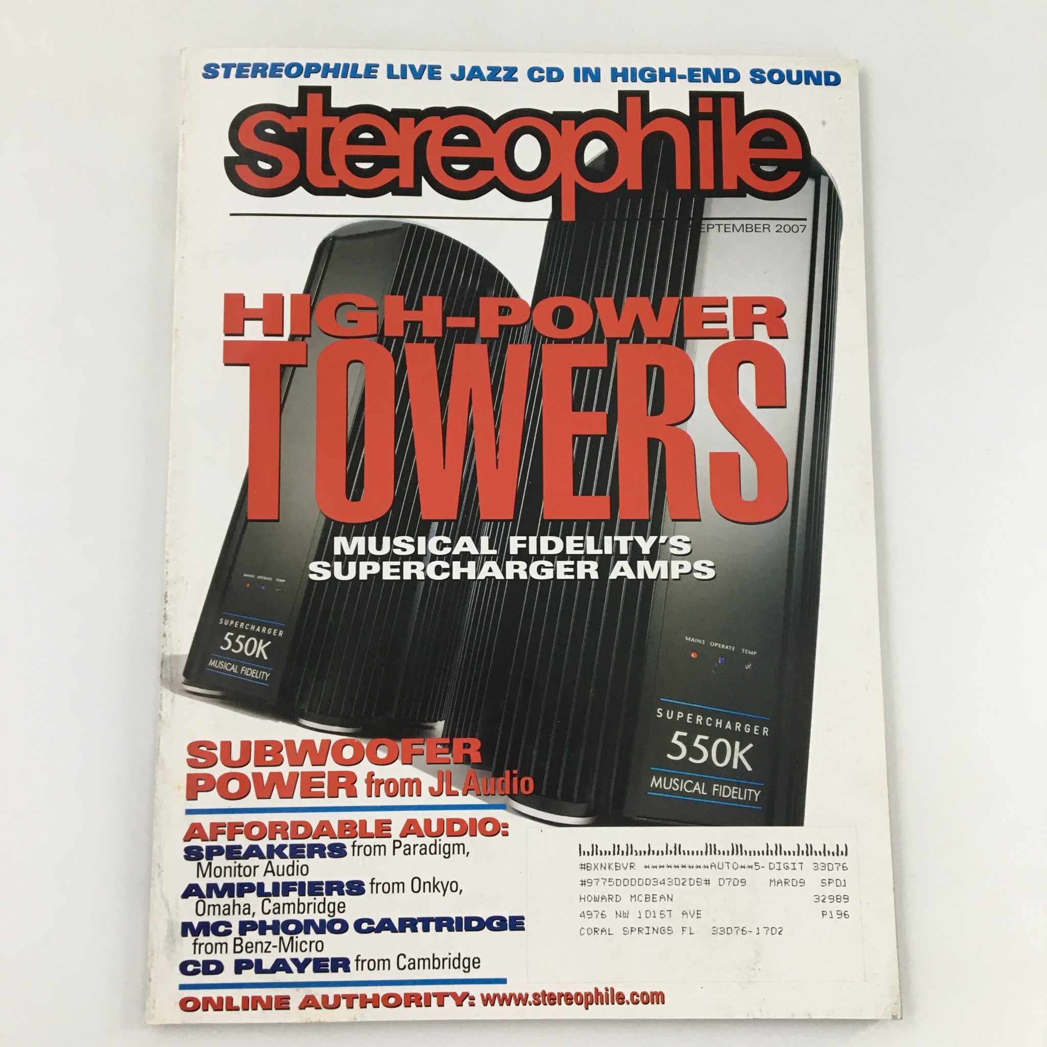 Stereophile Magazine September 2007 High-Power Towers Supercharger Amps