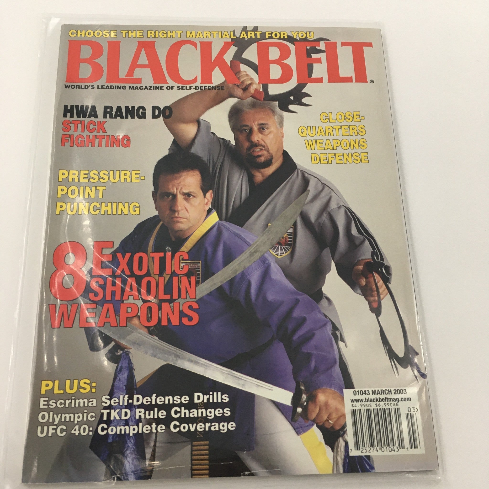 Black Belt Magazine March 2003 Hwa Rang Do Stick Fighting, Newsstand