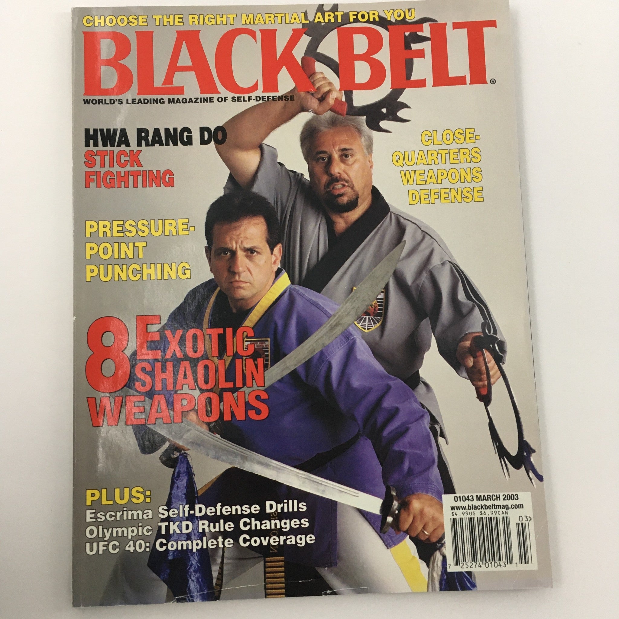 Black Belt Magazine March 2003 Hwa Rang Do Stick Fighting, Newsstand