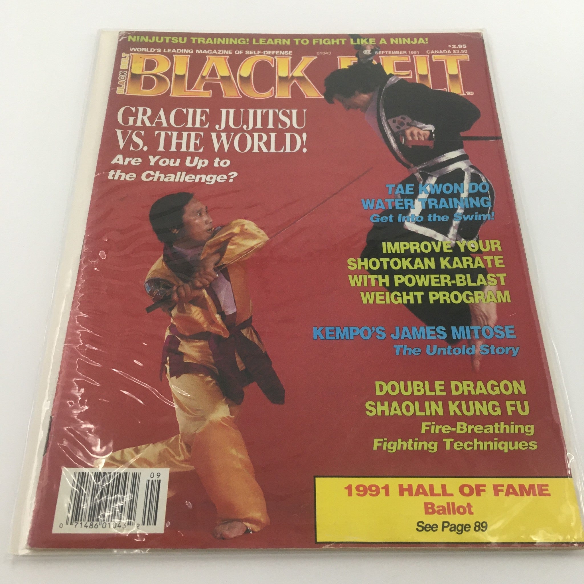 Black Belt Magazine September 1991 Gracie Jujitsu vs The World, Newsstand