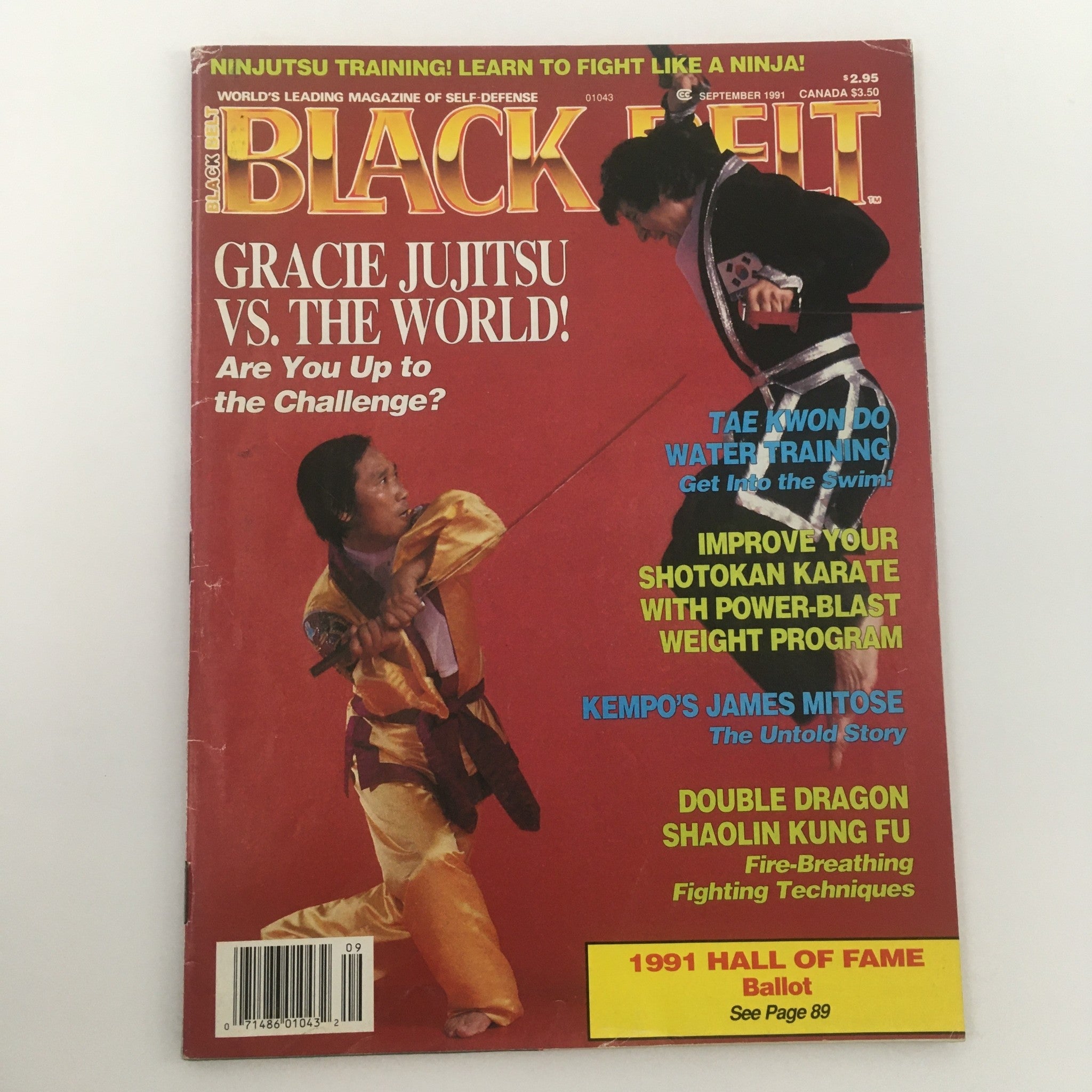 Black Belt Magazine September 1991 Gracie Jujitsu vs The World, Newsstand