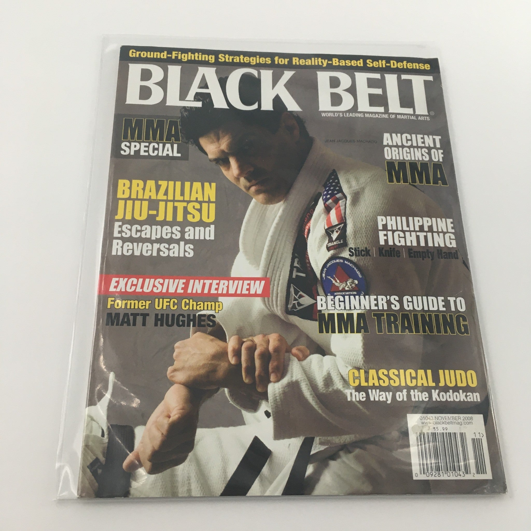 Black Belt Magazine November 2008 Jean Jacques Machado Feature, Newsstand