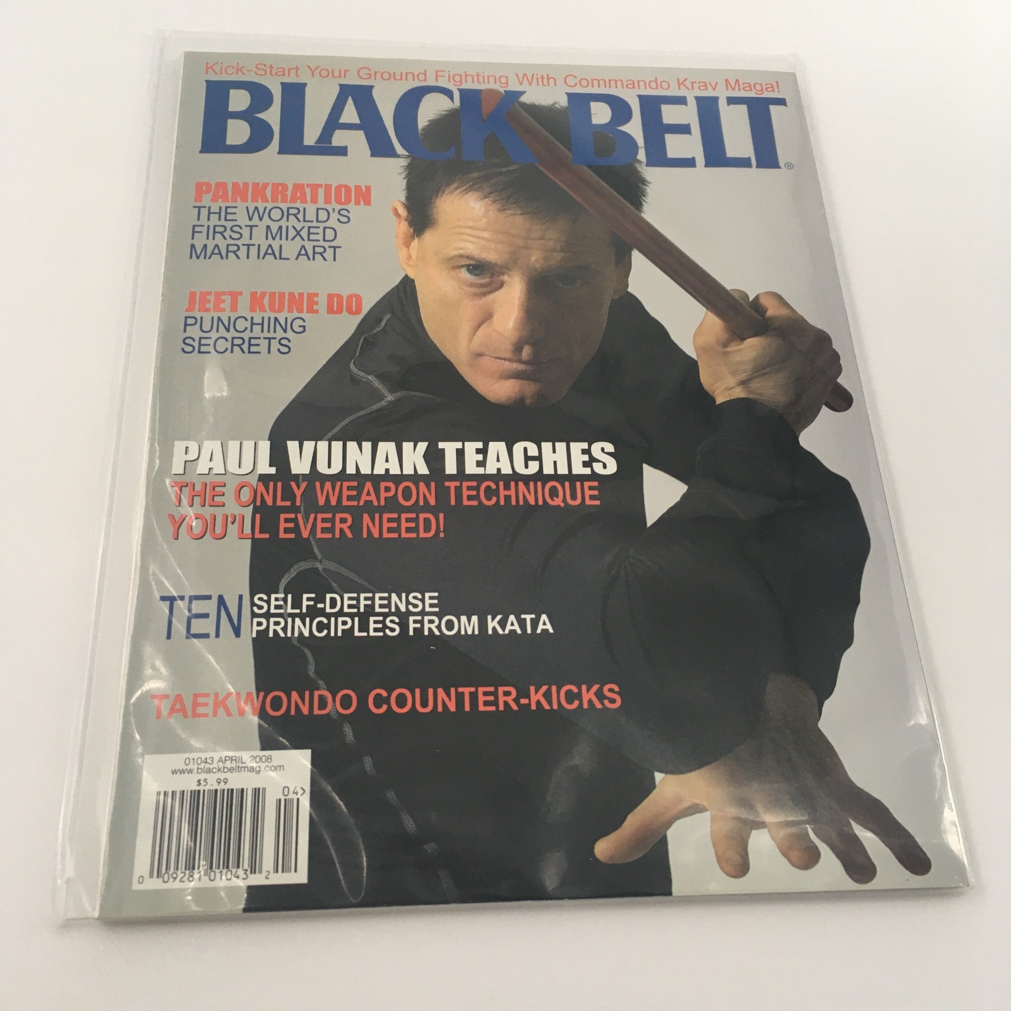 Black Belt Magazine April 2008 Paul Vunak Teaches Weapon Technique, Newsstand