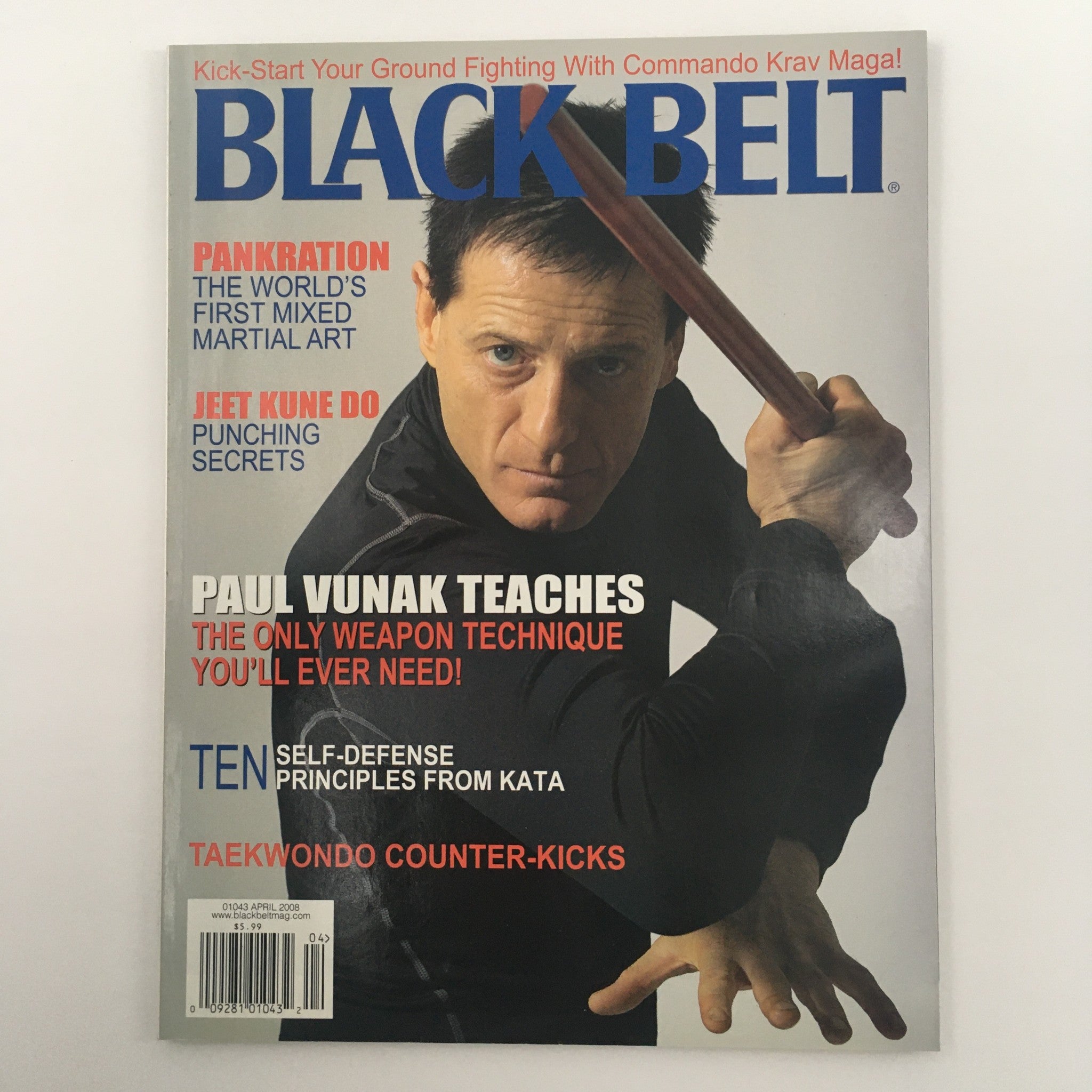 Black Belt Magazine April 2008 Paul Vunak Teaches Weapon Technique, Newsstand