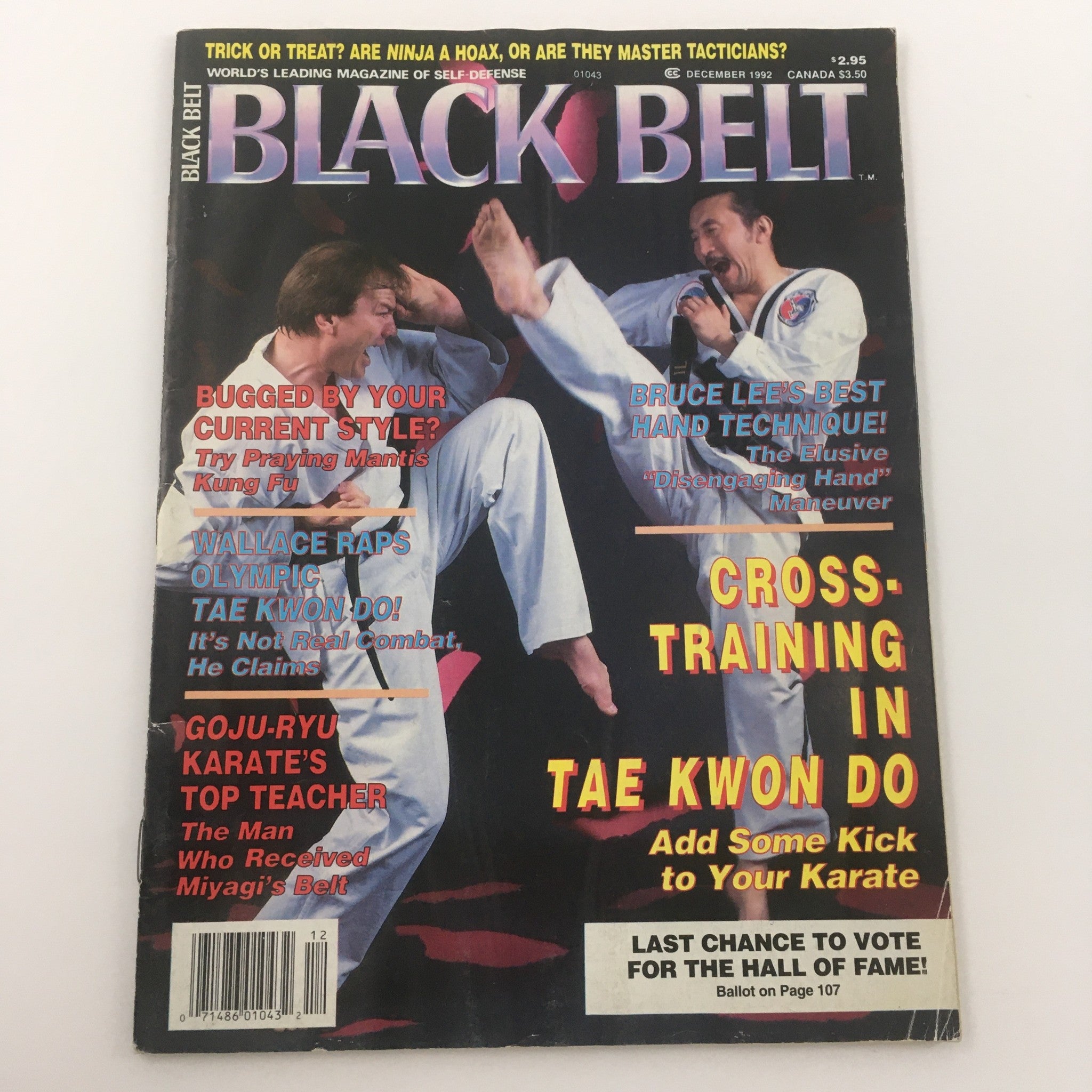 Black Belt Magazine December 1992 Wallace Raps Olympic Tae Kwon Do, Newsstand