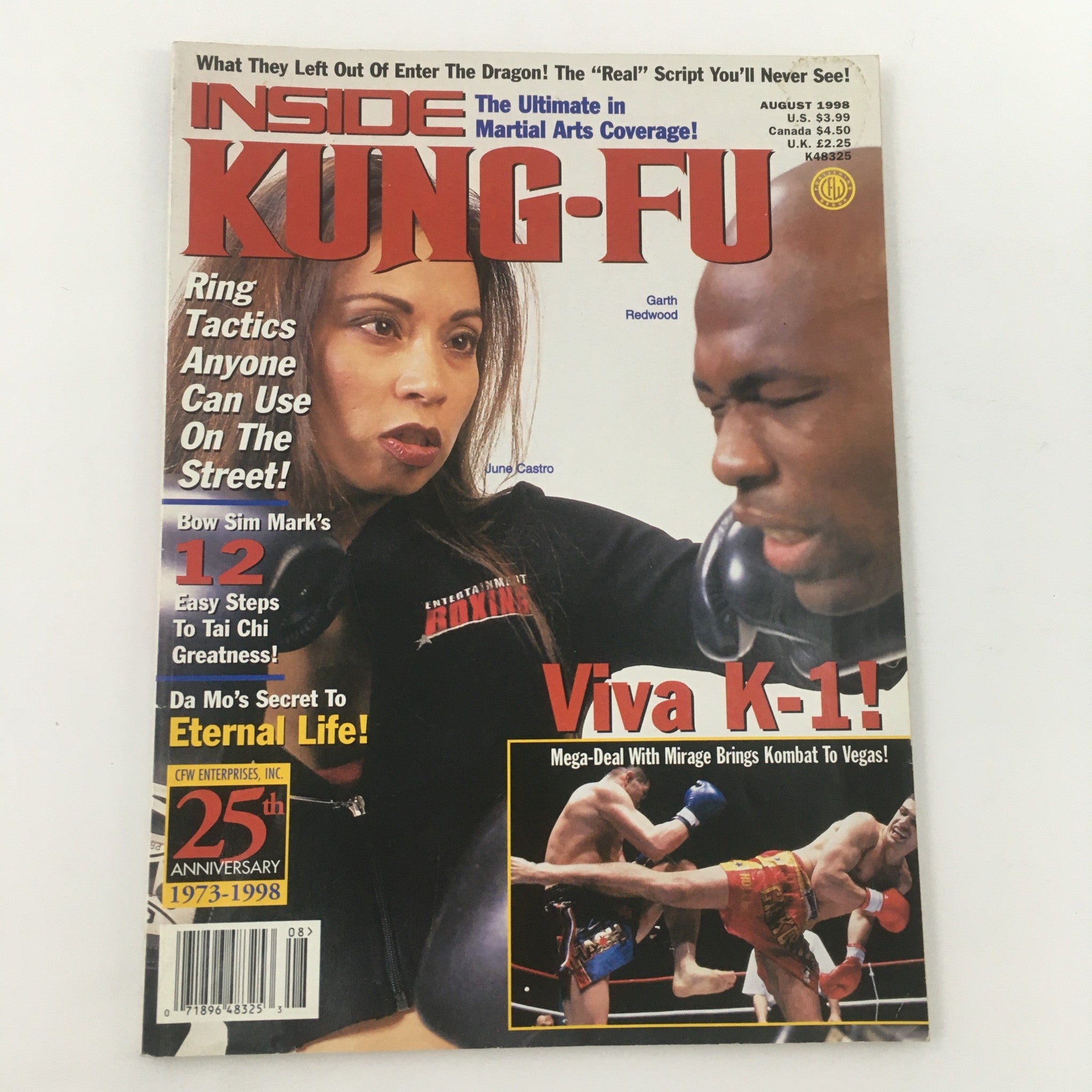 Inside Kung Fu Magazine August 1998 June Castro and Garth Redwood, Newsstand