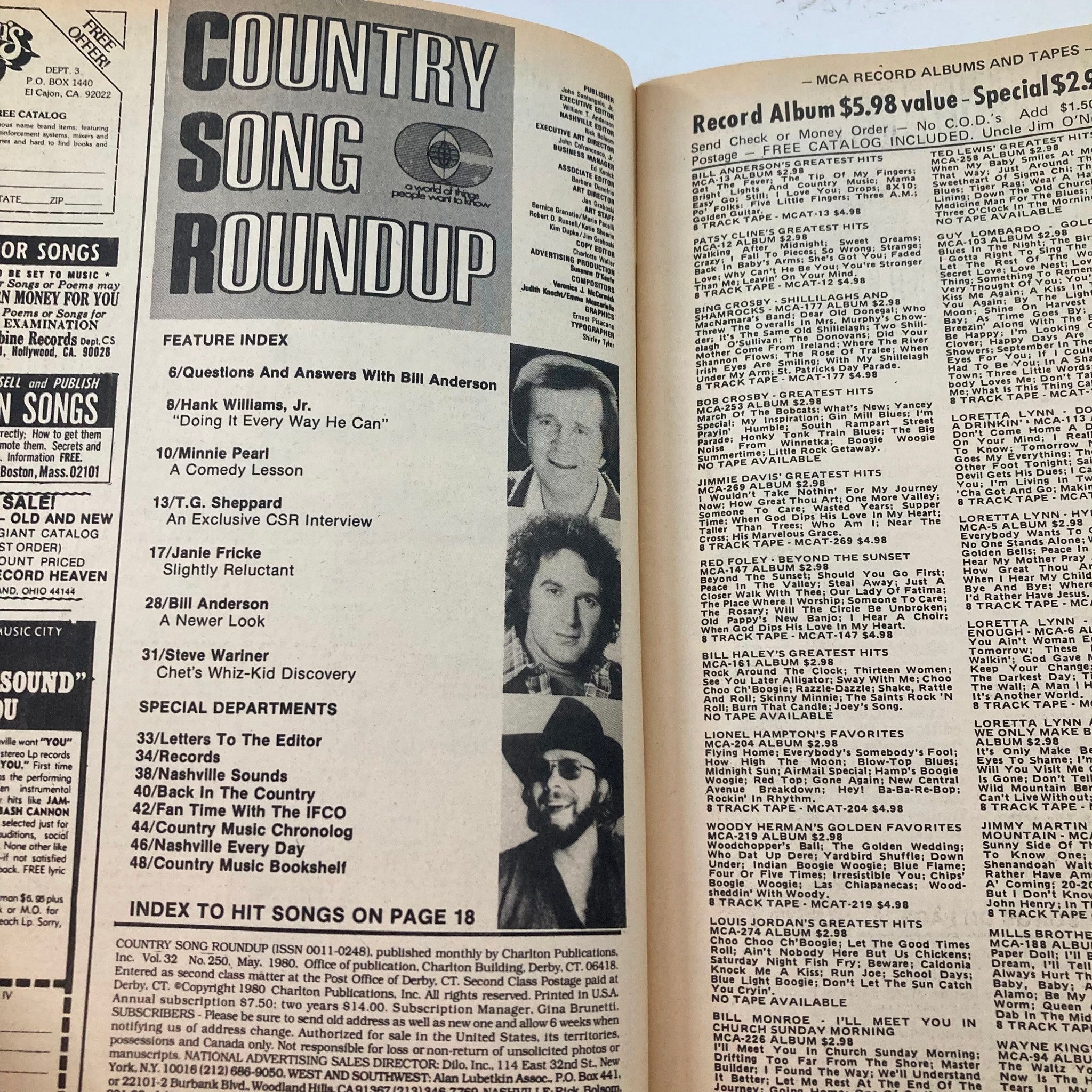 VTG Country Song Roundup Magazine May 1980 T.G. Sheppard & Bill Anderson