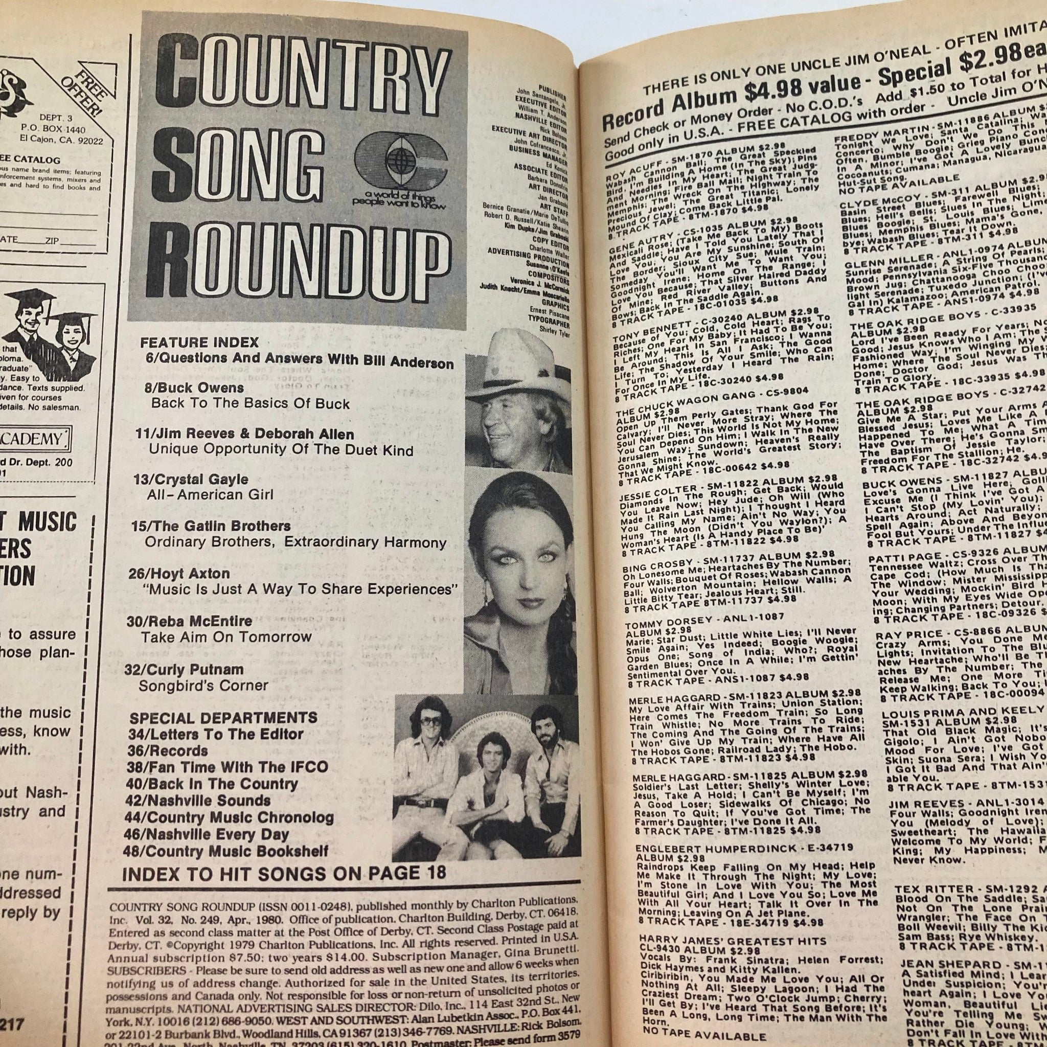 VTG Country Song Roundup Magazine April 1980 Crystal Gayle All-American Girl