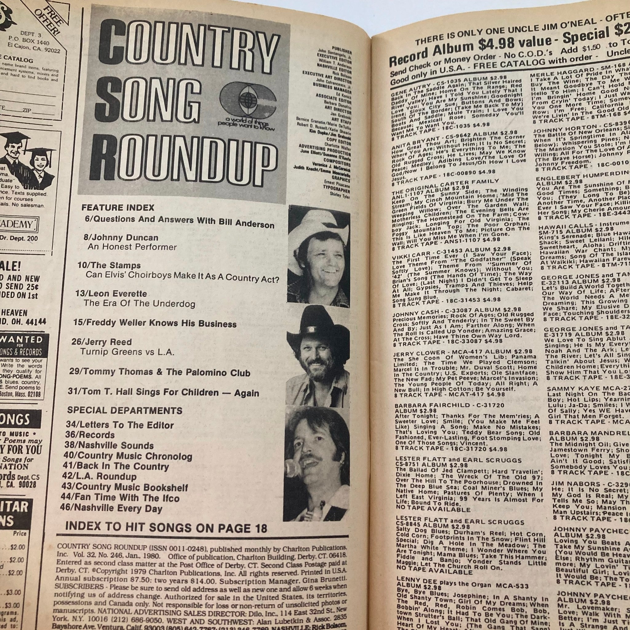 VTG Country Song Roundup Magazine January 1980 Jerry Reed Turnip Greens vs L.A.