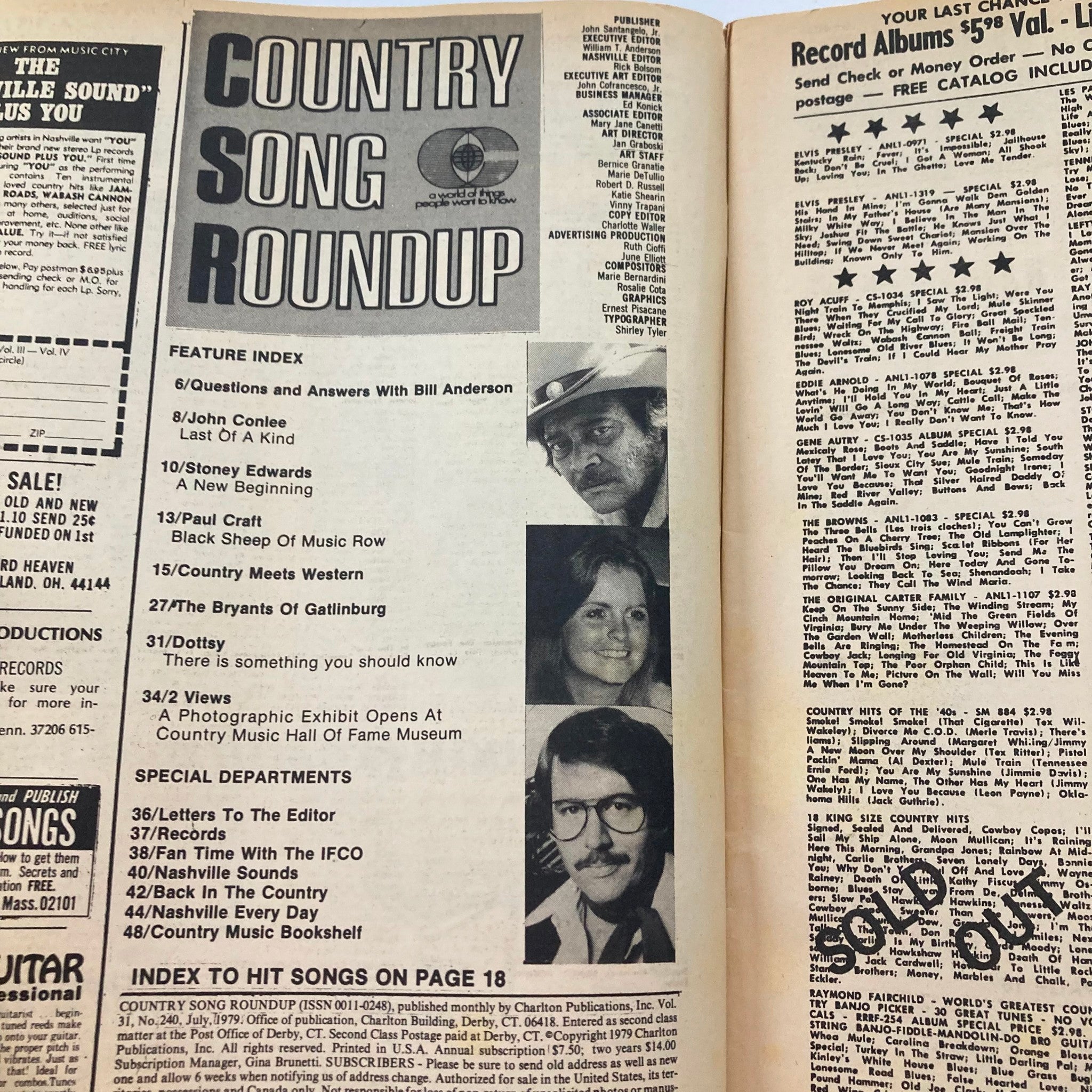 VTG Country Song Roundup Magazine July 1979 Eddie Rabbit, Clint Eastwood