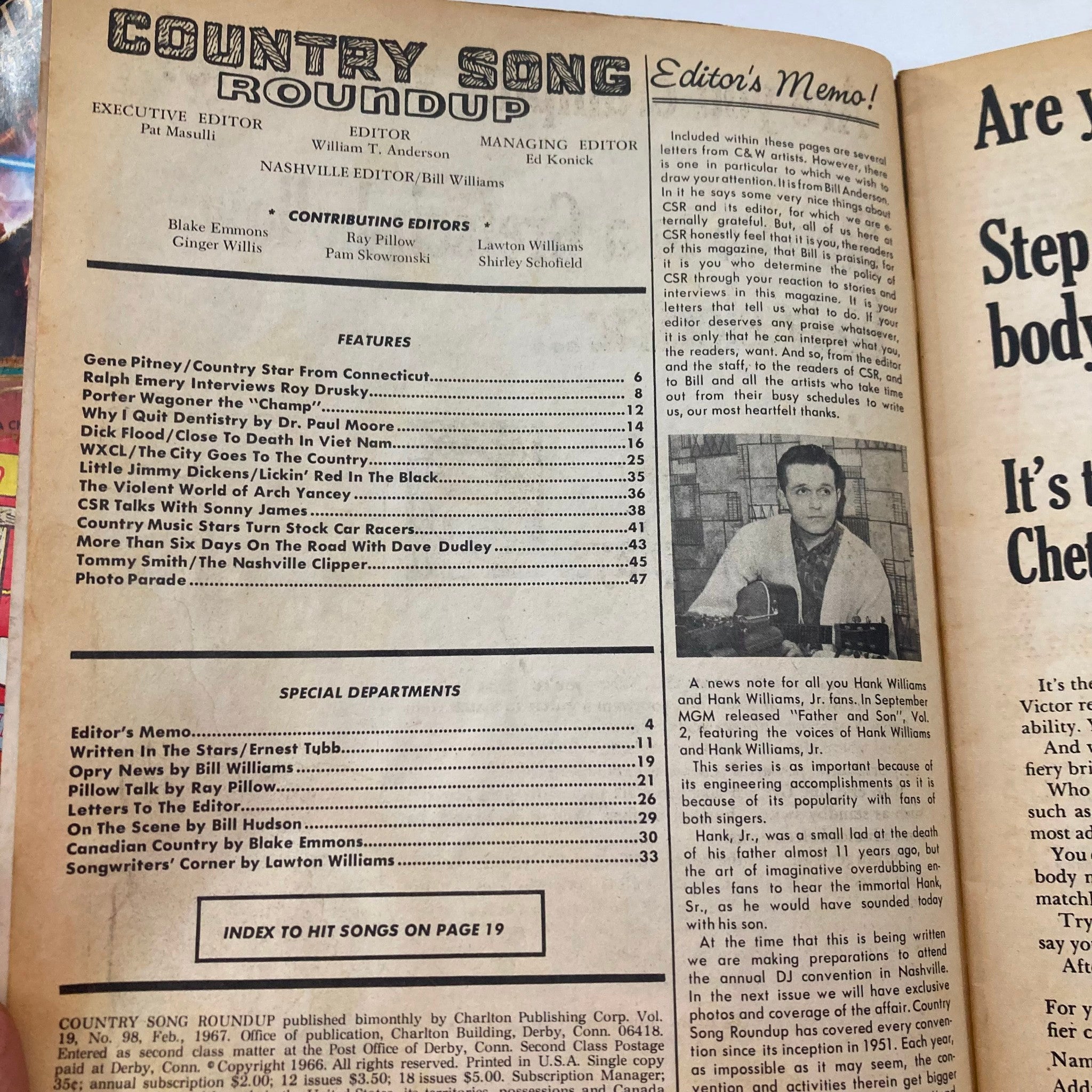 VTG Country Song Roundup Magazine February 1967 Sonny James & Porter Wagoner