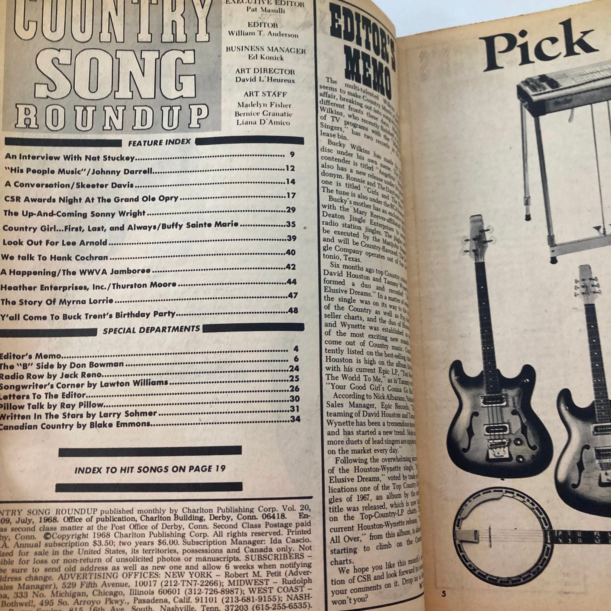 VTG Country Song Roundup Magazine July 1968 Skeeter Davis No Label