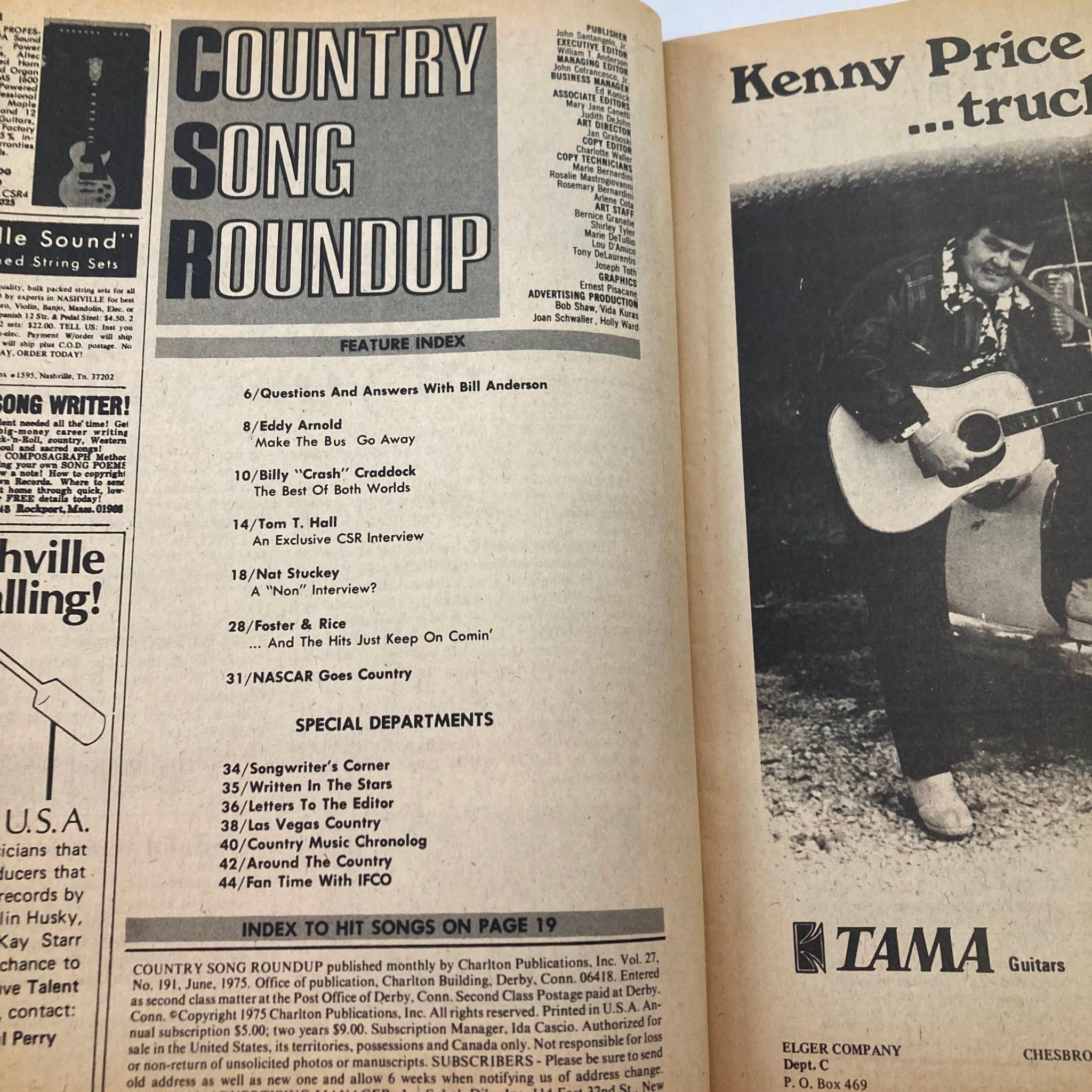 VTG Country Song Roundup Magazine June 1975 Tom T. Hall & Eddie Arnold