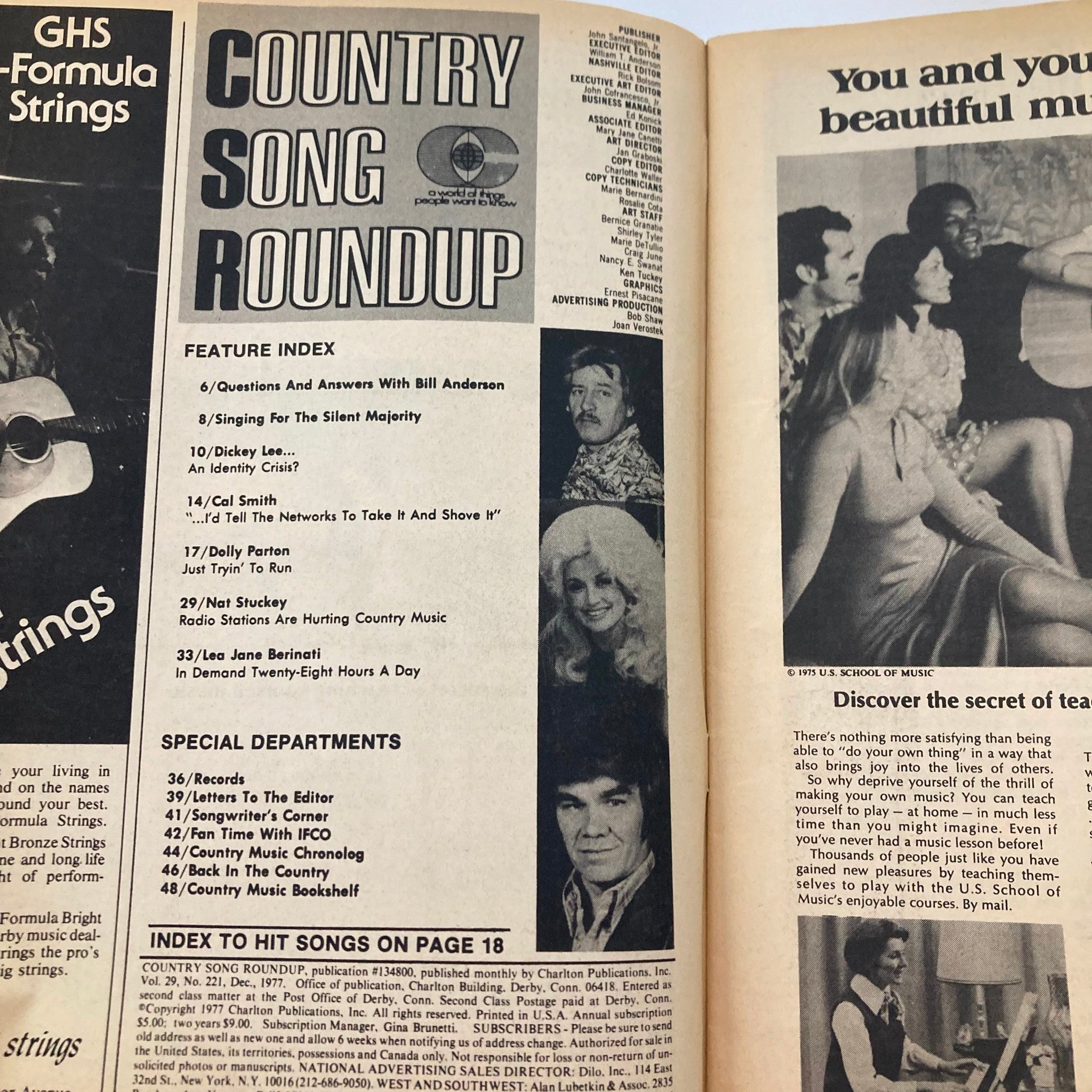 VTG Country Song Roundup Magazine December 1977 Dolly Parton Just Trying To Run