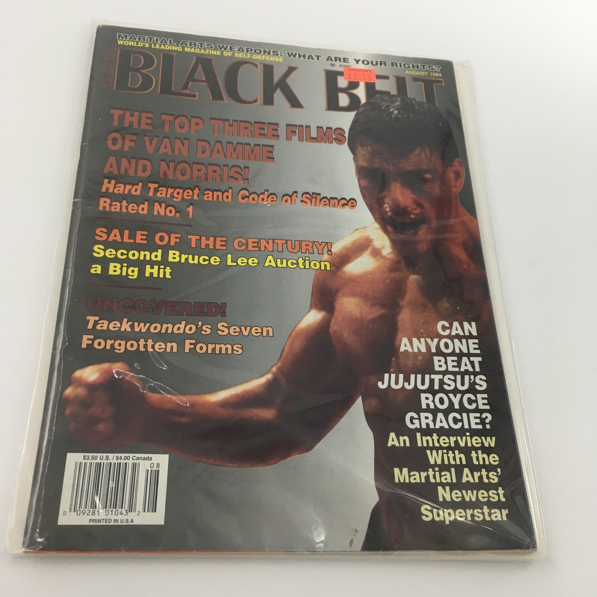 Black Belt Magazine August 1994 Jean-Claude Van Damme & Chuck Norris, Newsstand