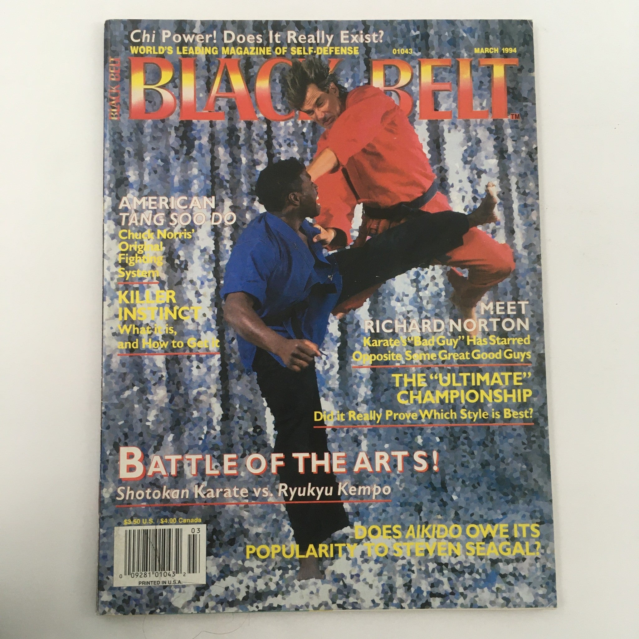 Black Belt Magazine March 1994 Richard Norton Karate's Bad Guy, Newsstand