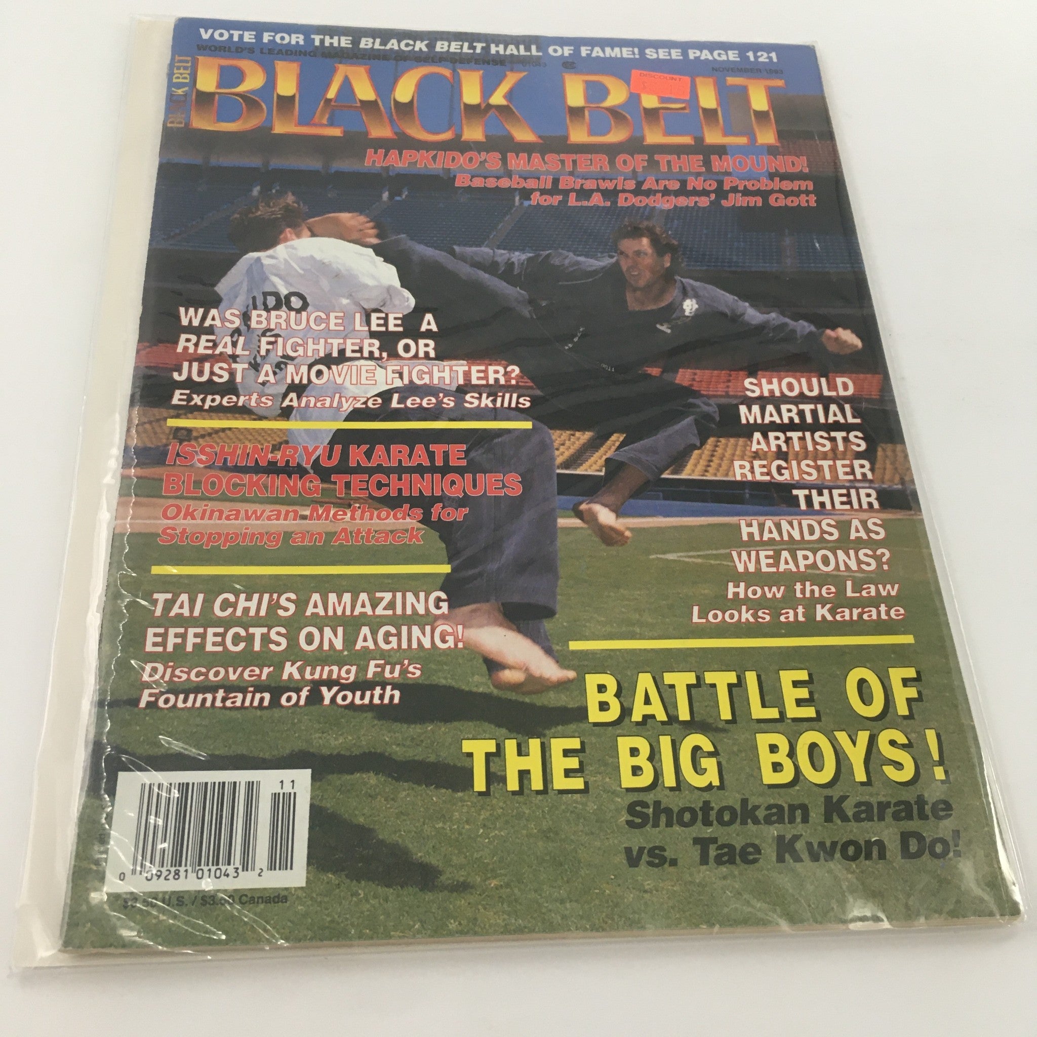 Black Belt Magazine November 1993 L.A. Dodger's Jim Gott Hapkido, Newsstand