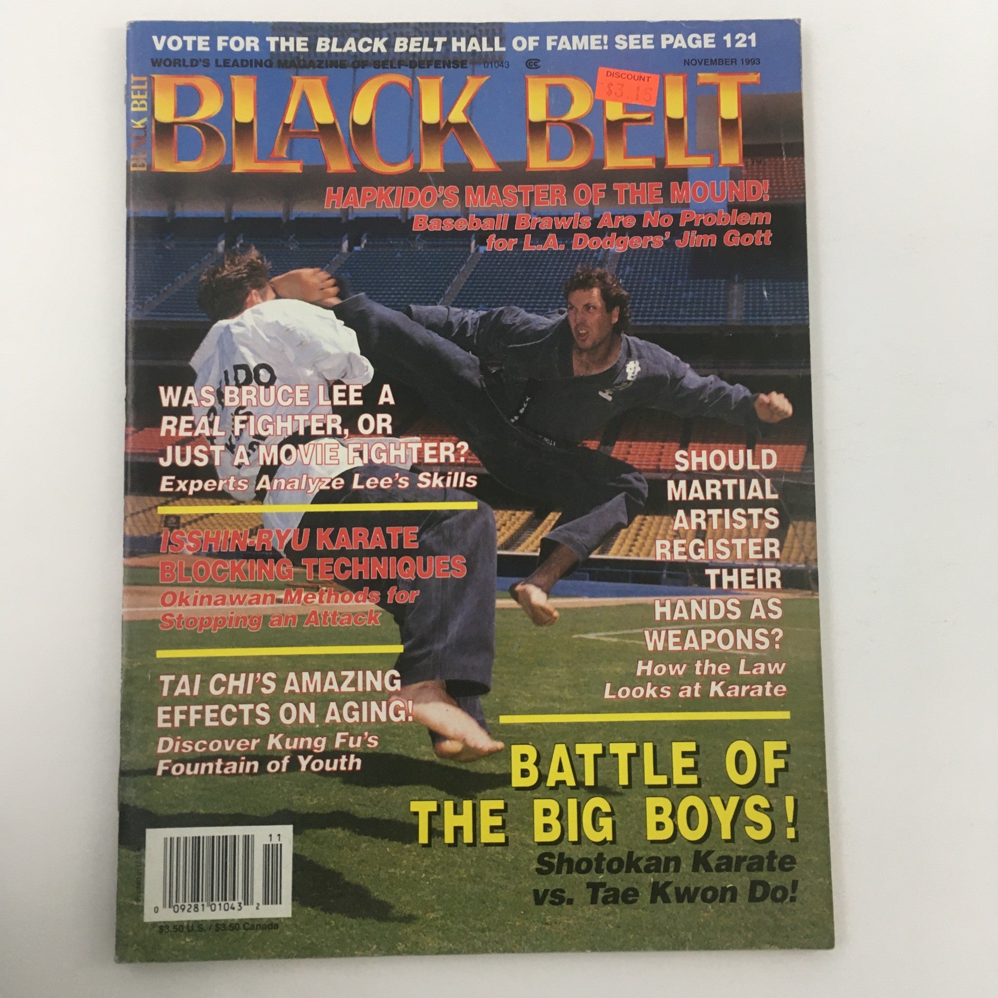 Black Belt Magazine November 1993 L.A. Dodger's Jim Gott Hapkido, Newsstand