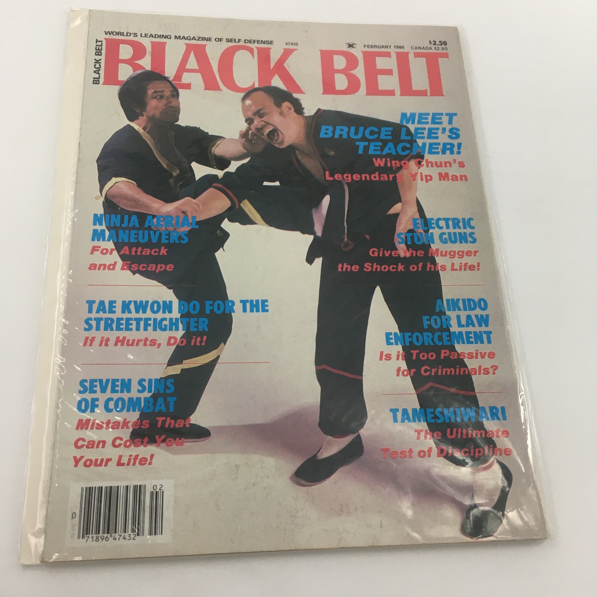 Black Belt Magazine February 1986 Bruce Lee's Teacher Legend Yip Man, Newsstand