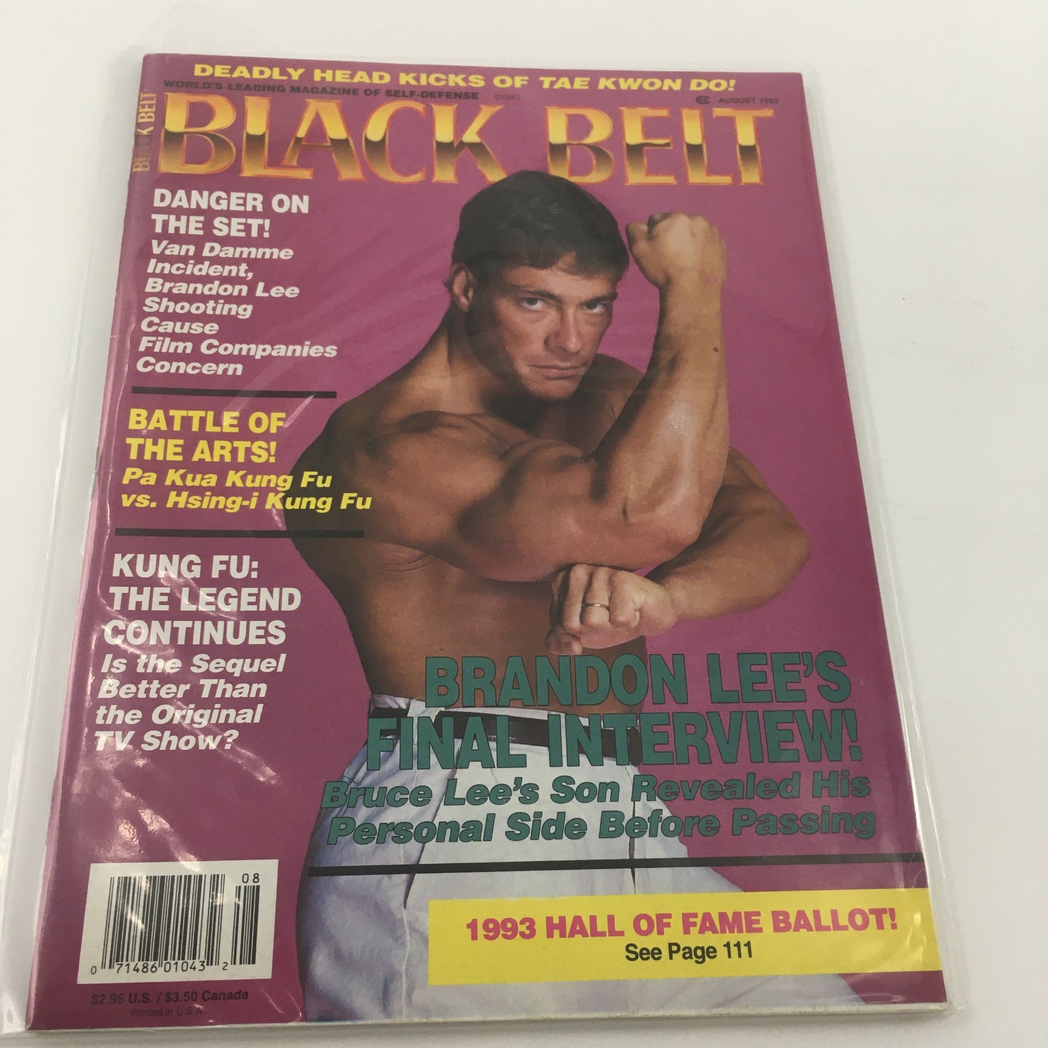 Black Belt Magazine August 1993 Jean-Claude Van Damme Incident, Newsstand