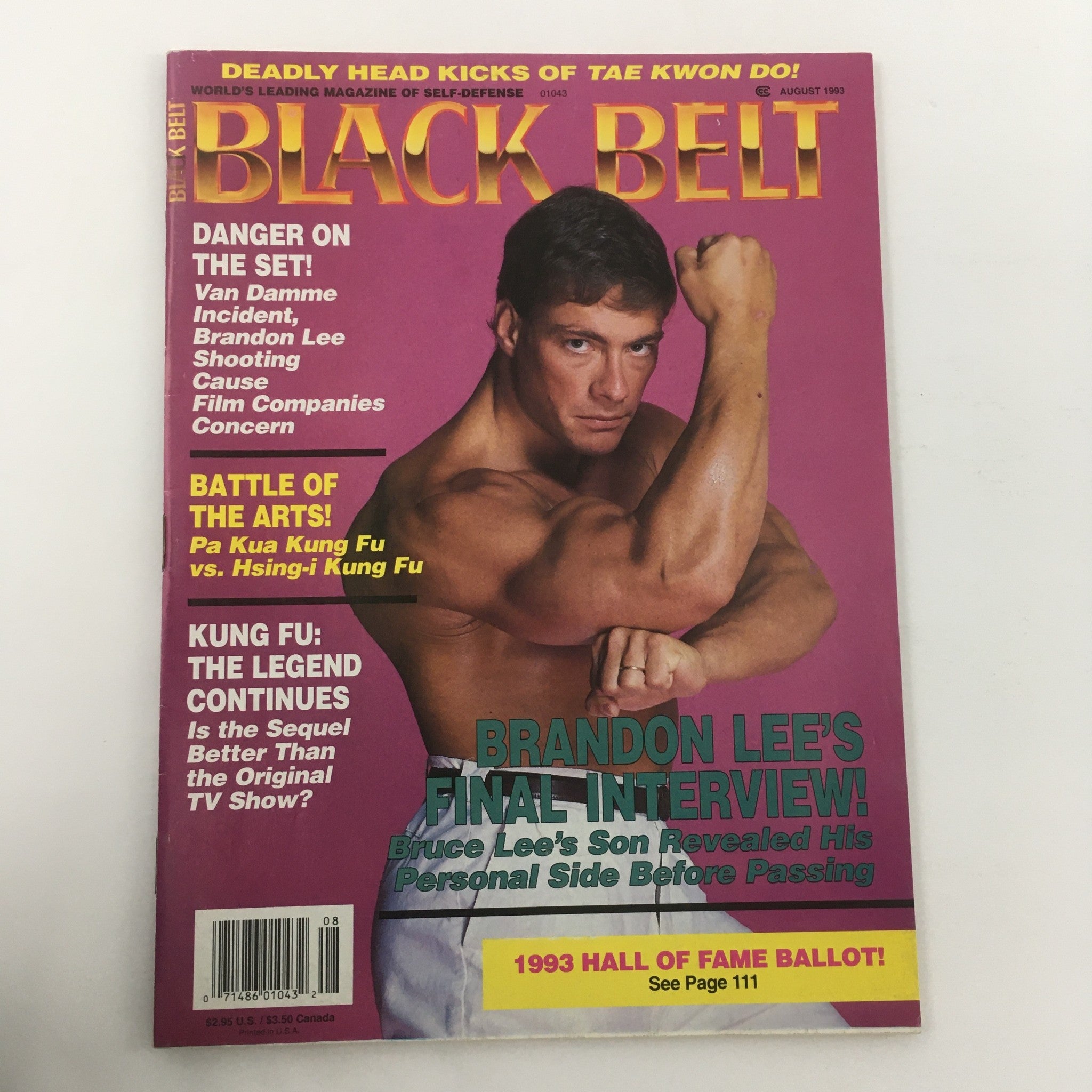 Black Belt Magazine August 1993 Jean-Claude Van Damme Incident, Newsstand