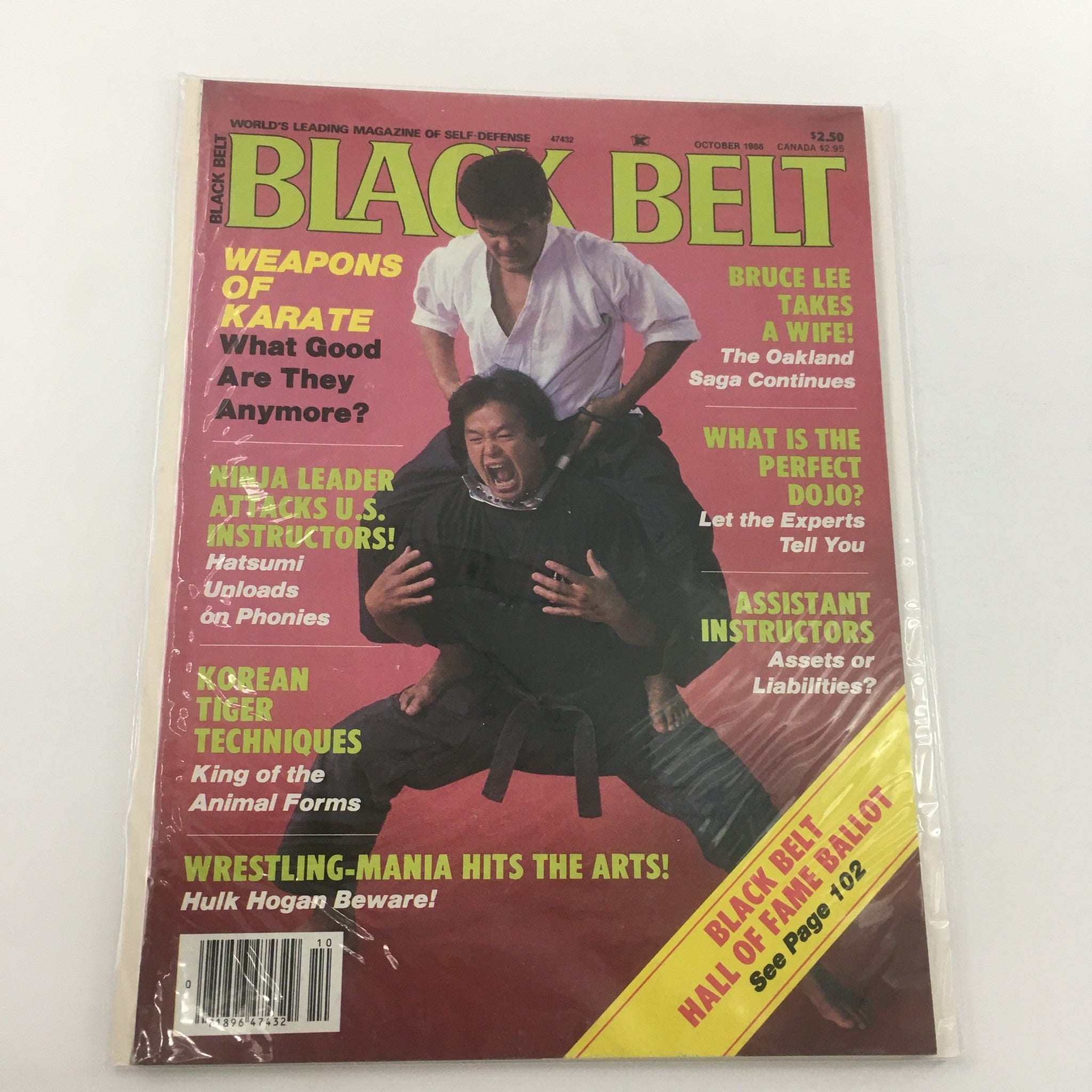 Black Belt Magazine October 1986 Korean Tiger Techniques Animal Forms, Newsstand