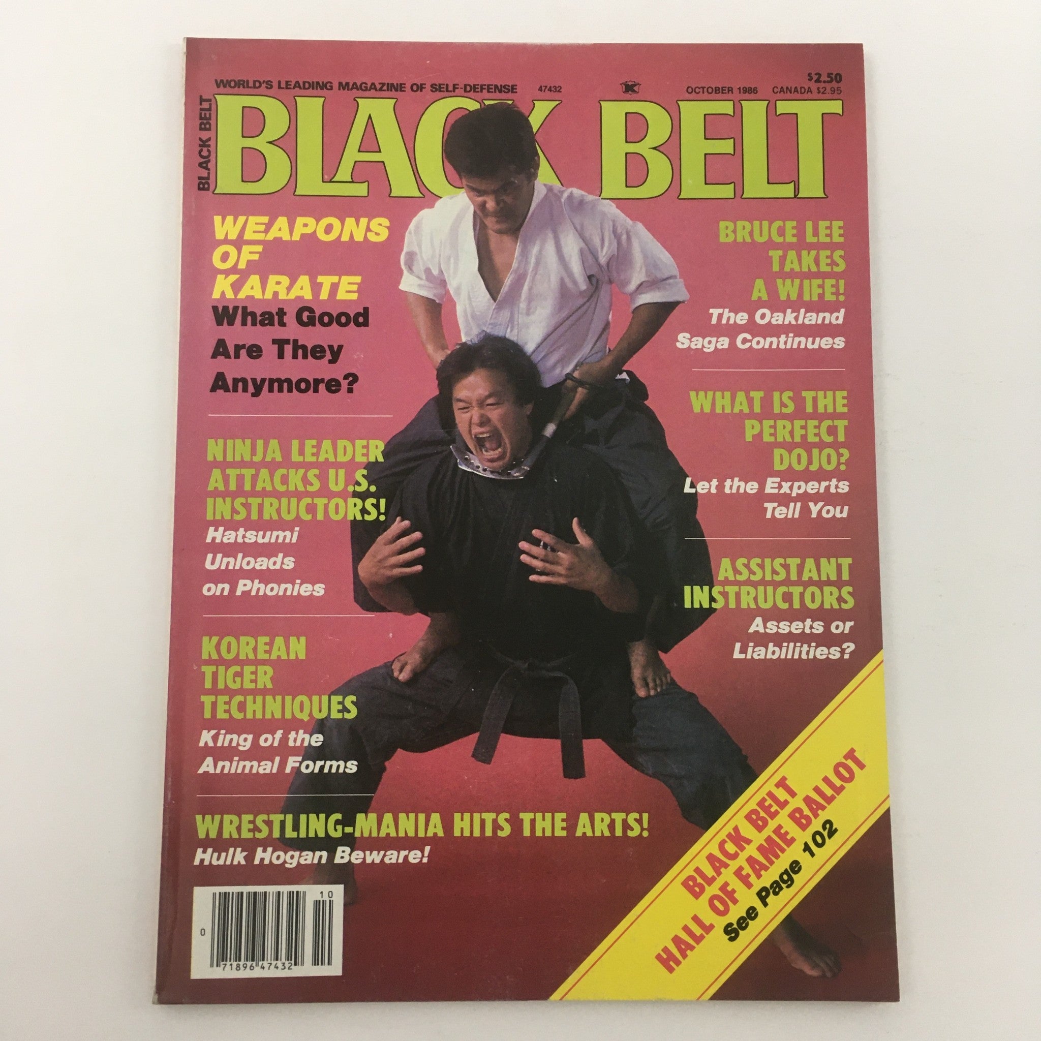 Black Belt Magazine October 1986 Korean Tiger Techniques Animal Forms, Newsstand