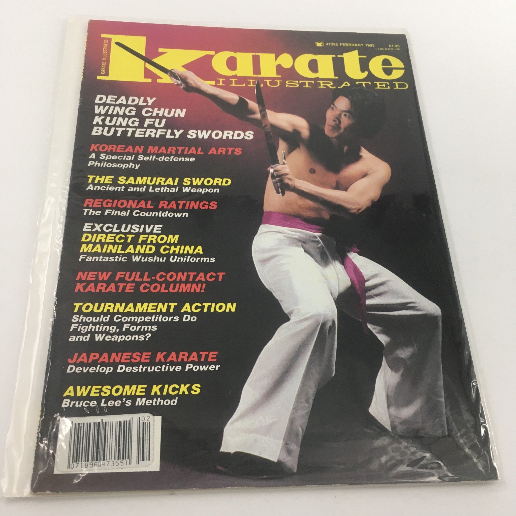 Karate Illustrated Magazine February 1985 Wing Chun Kung Fu Swords, Newsstand