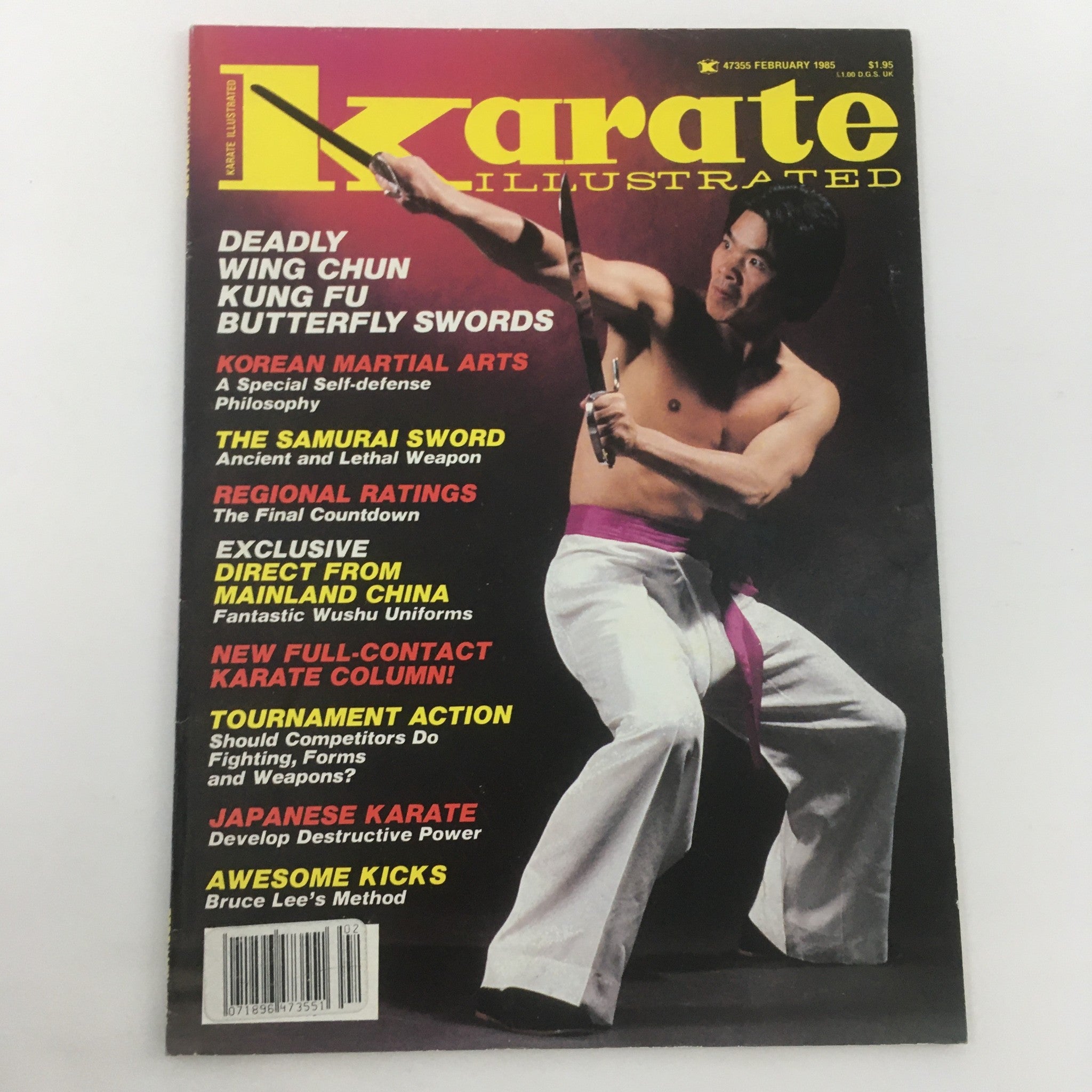 Karate Illustrated Magazine February 1985 Wing Chun Kung Fu Swords, Newsstand