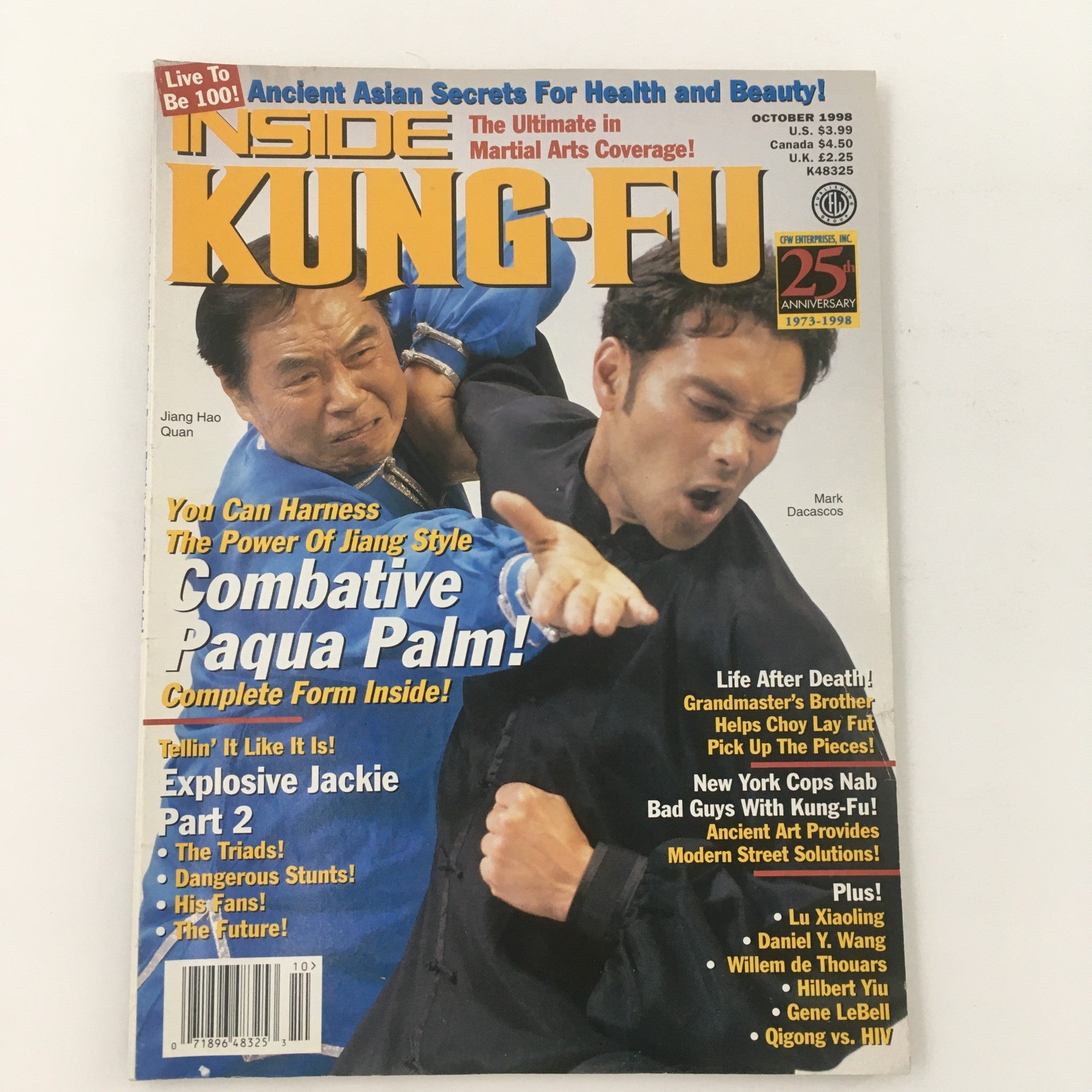 Inside Kung-Fu Magazine October 1998 Jiang Hao Quan and Mark Dacascos, Newsstand