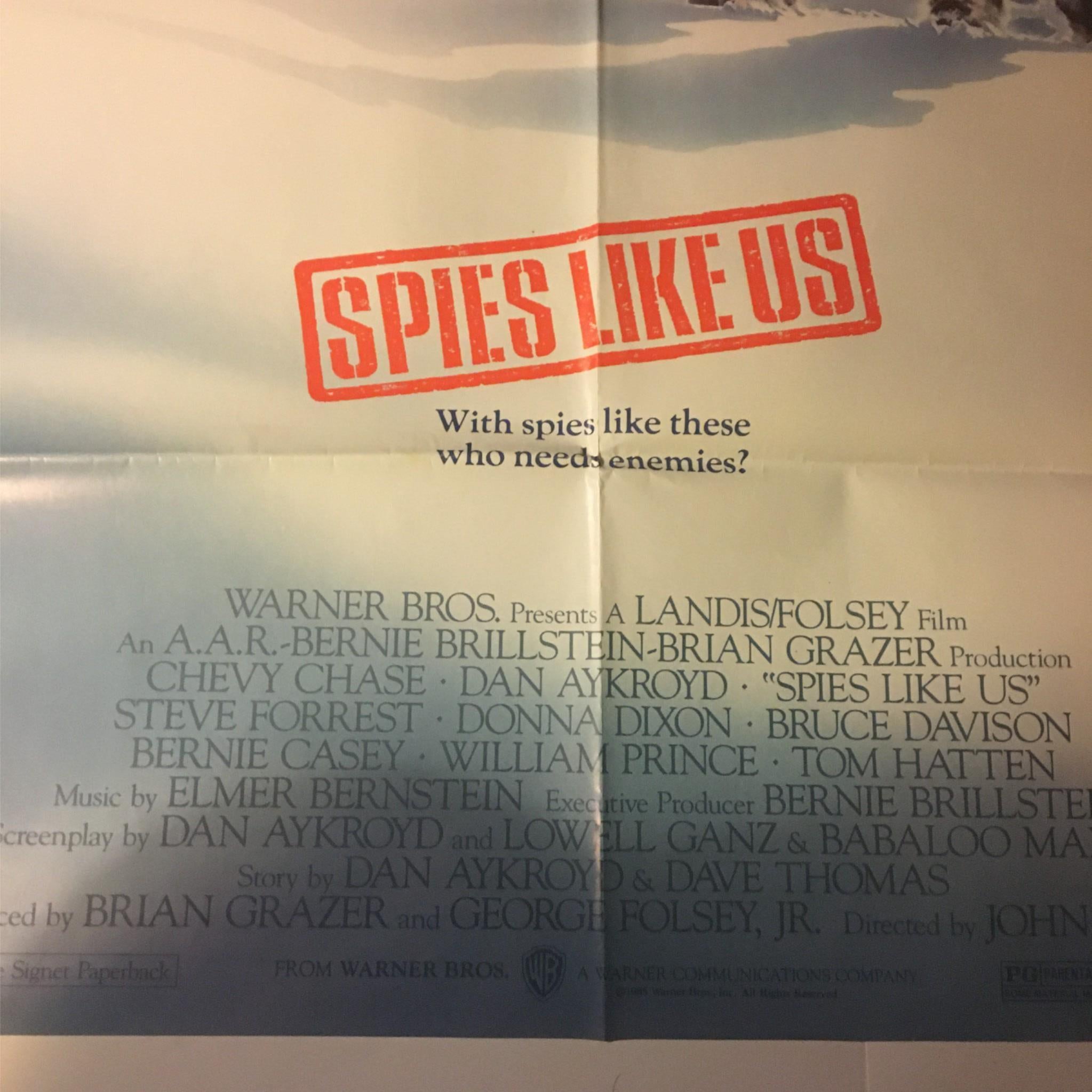 1985 Spies Like Us 40" x 27"  Original Movie Poster Chevy Chase, Dan Aykroyd