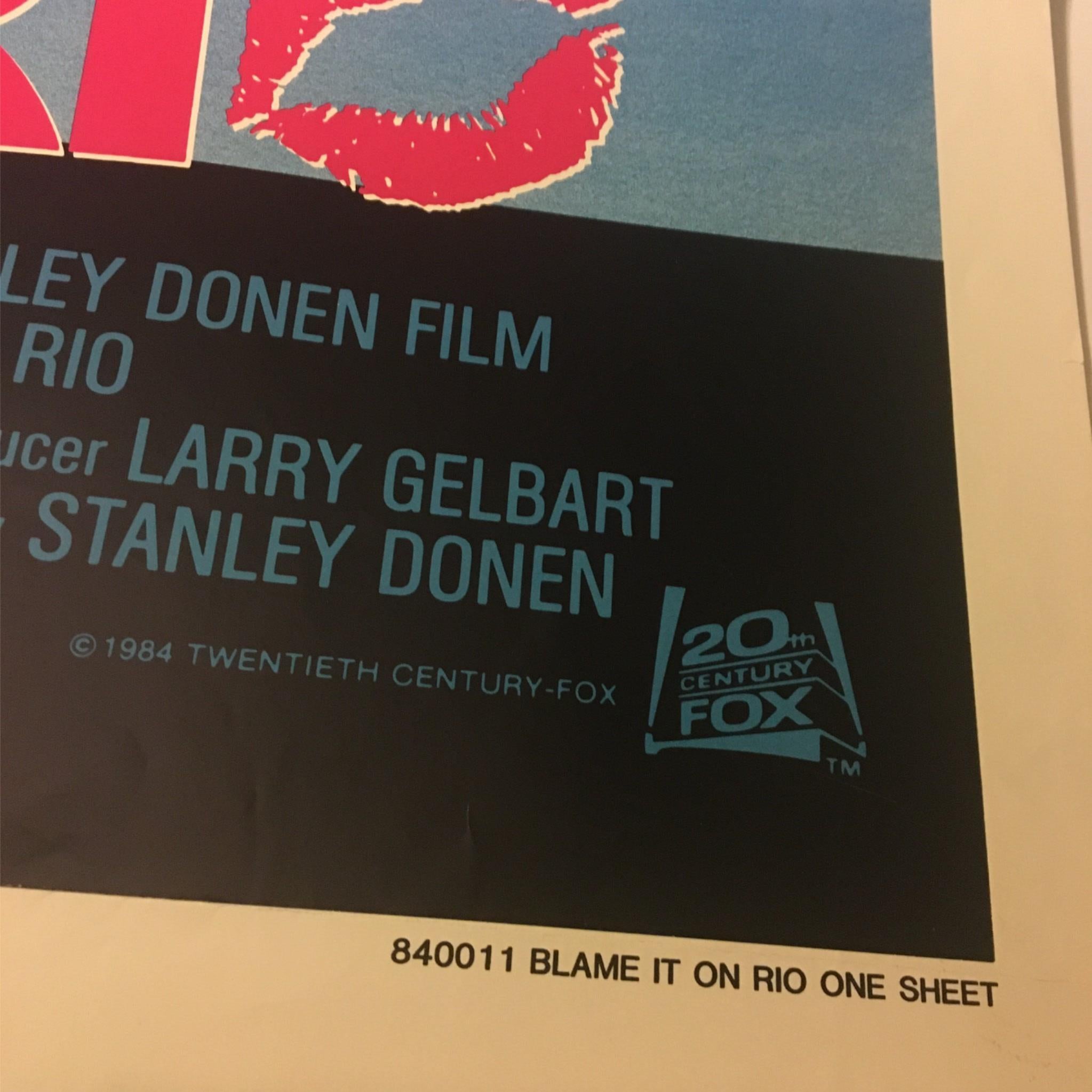 1984 Blame it on Rio 41" x 27" Original Movie Poster Michael Caine, Demi Moore