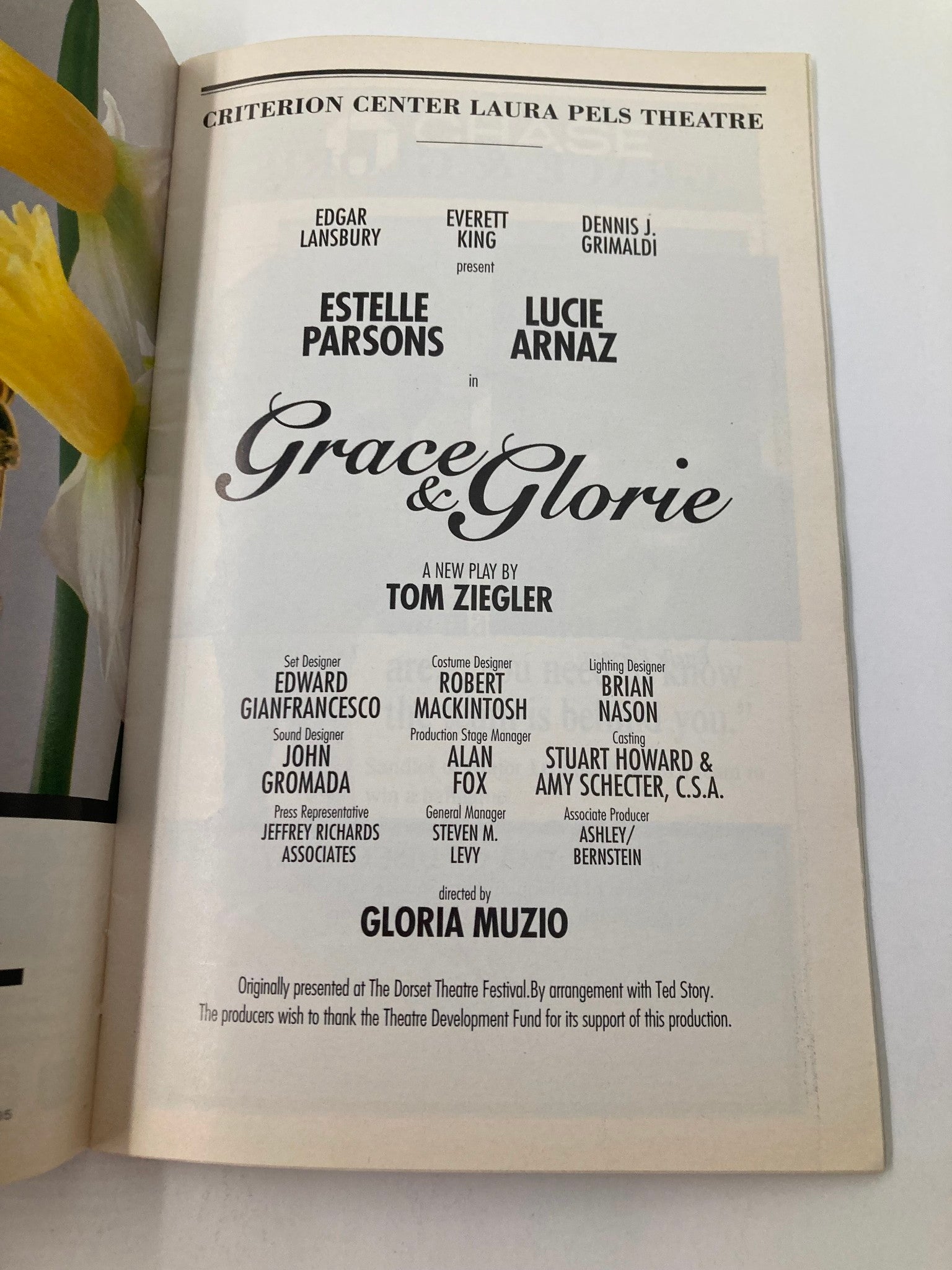 1996 Playbill Criterion Center Laura Pels Theatre Presents Grace & Glorie