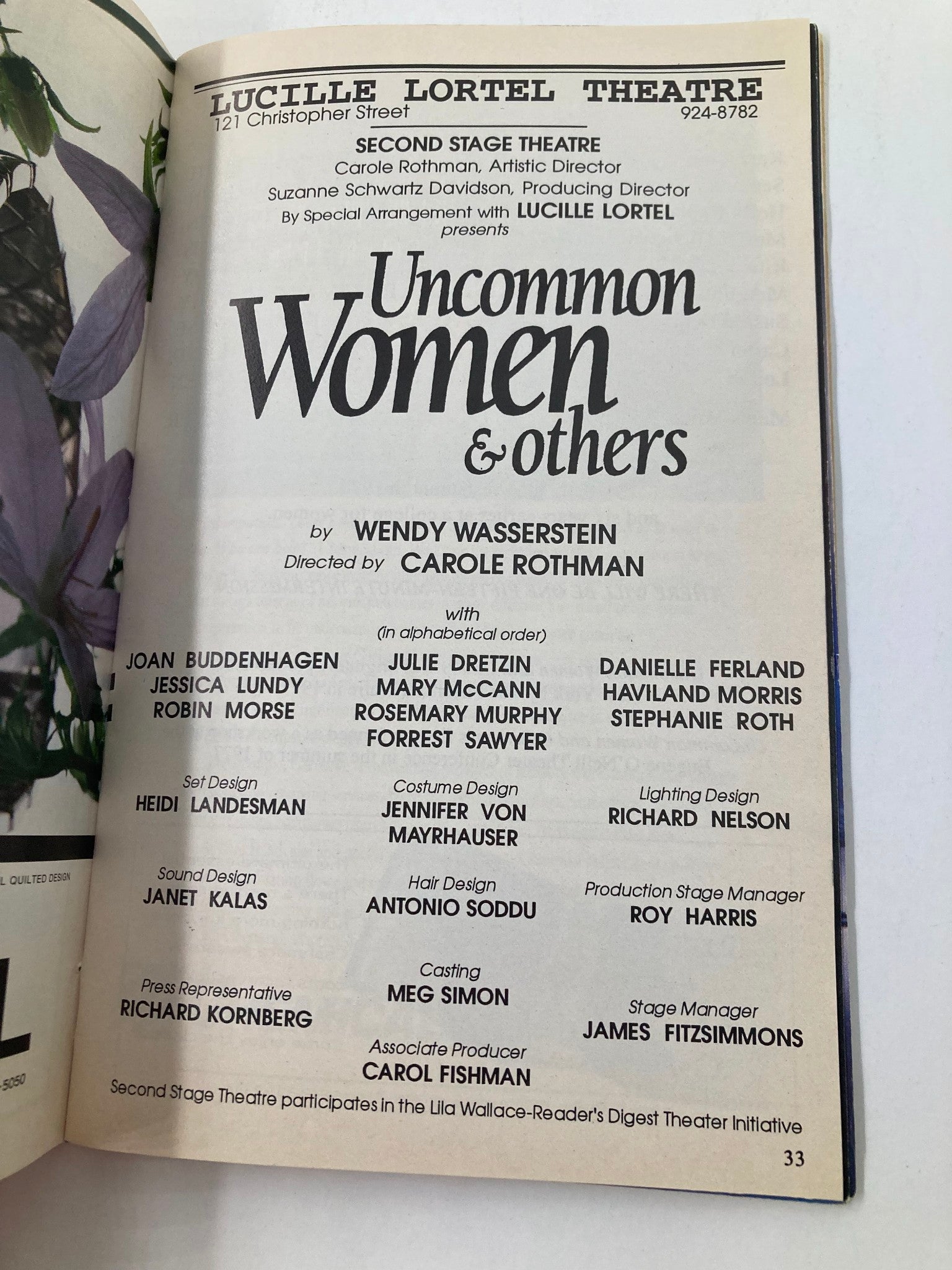 1994 Playbill Lucille Lortel Theatre Julie Dretzin in Uncommon Women & Others