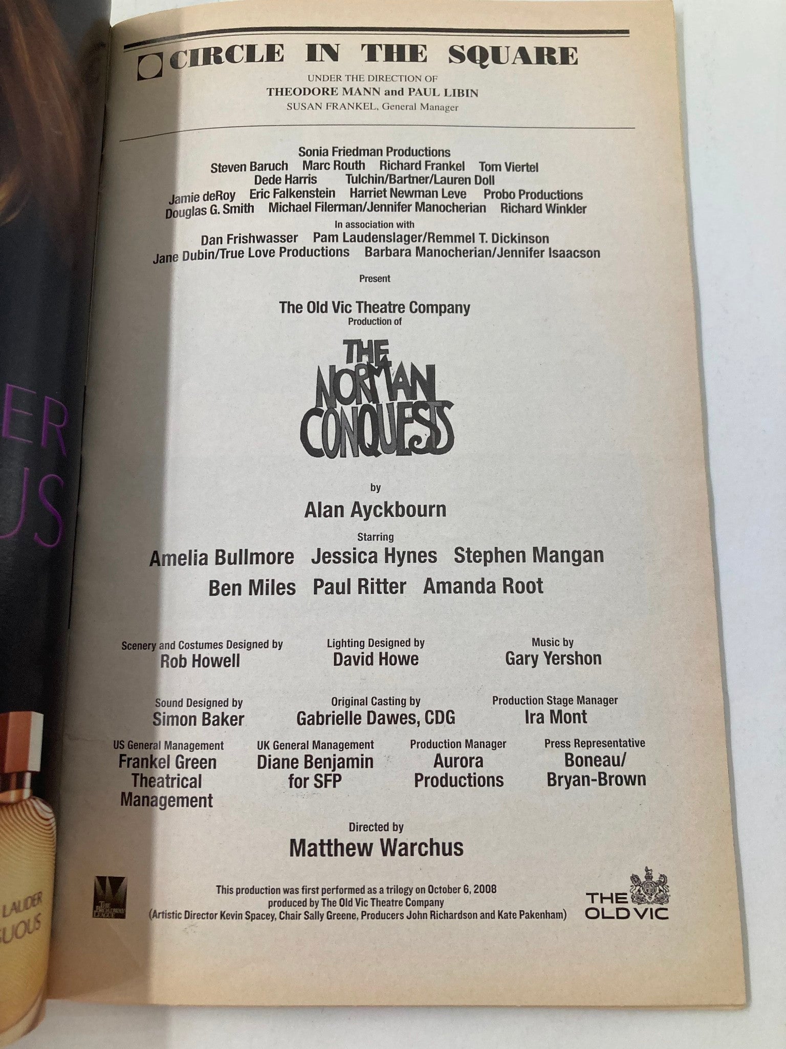 2009 Playbill Circle in the Square Amelia Bullmore in The Norman Conquests