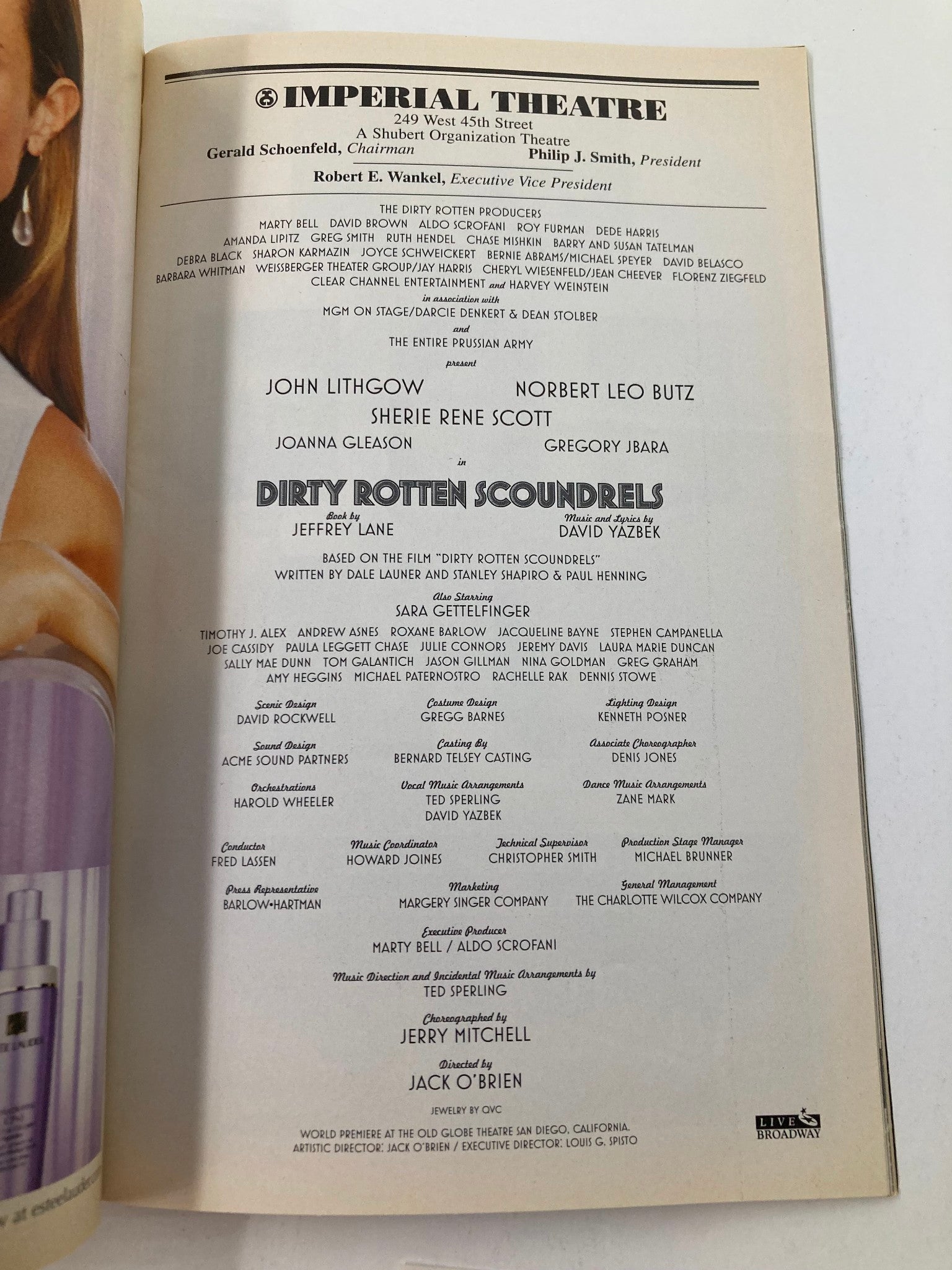 2005 Playbill Imperial Theatre John Lithgow in Dirty Rotten Scoundrels