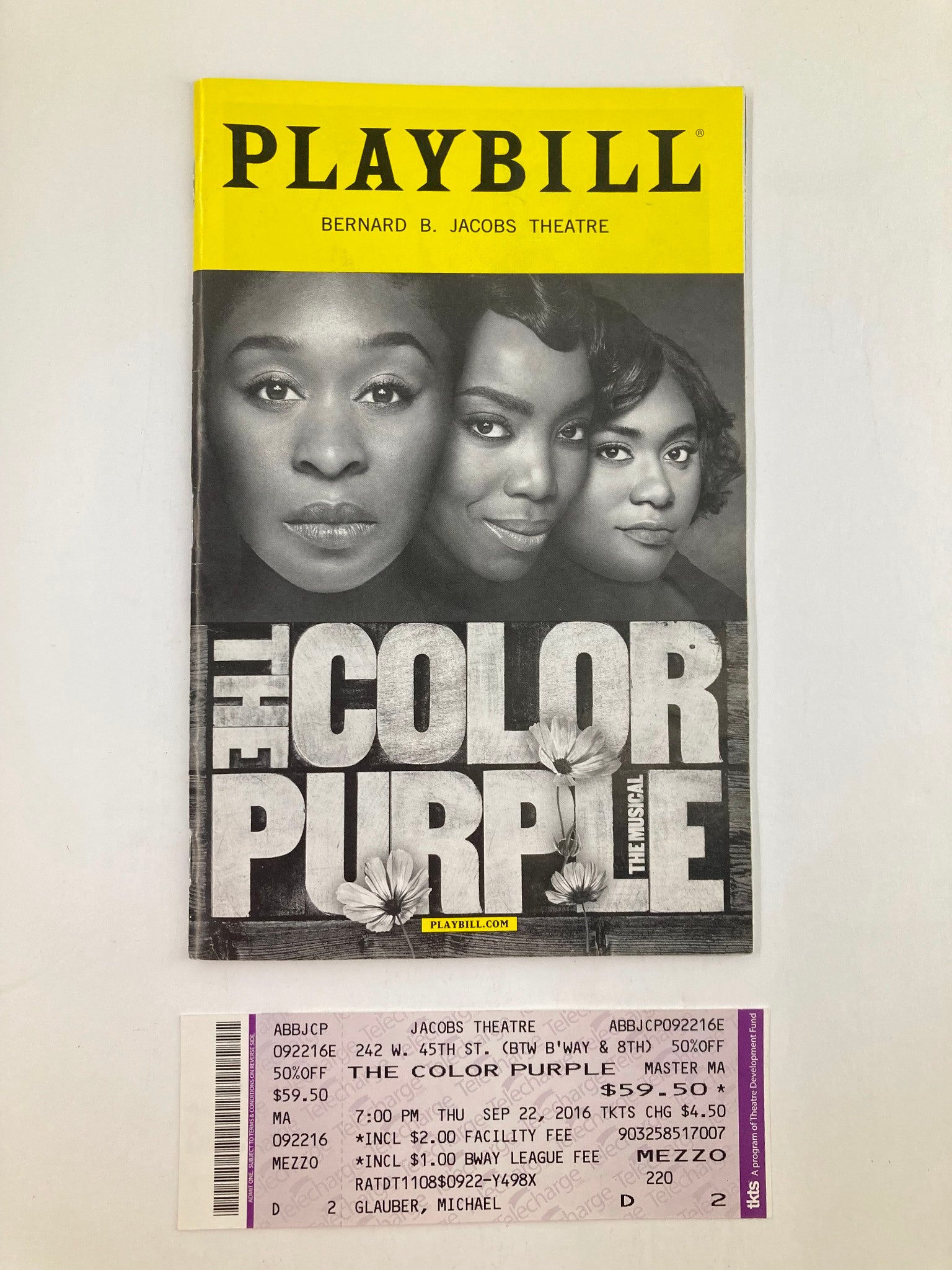 2016 Playbill Bernard B. Jacobs Theatre Cynthia Erivo in The Color Purple