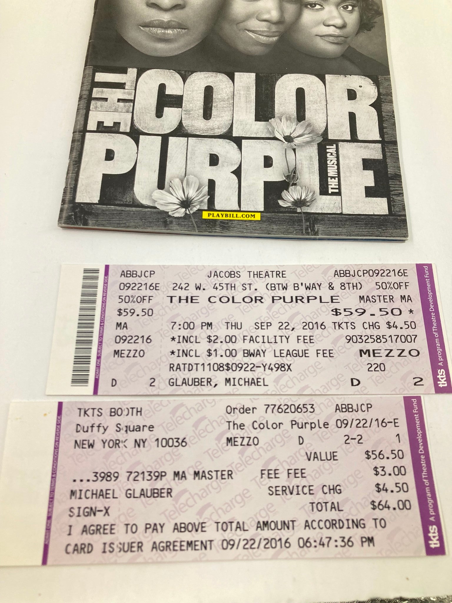 2016 Playbill Bernard B. Jacobs Theatre Cynthia Erivo in The Color Purple