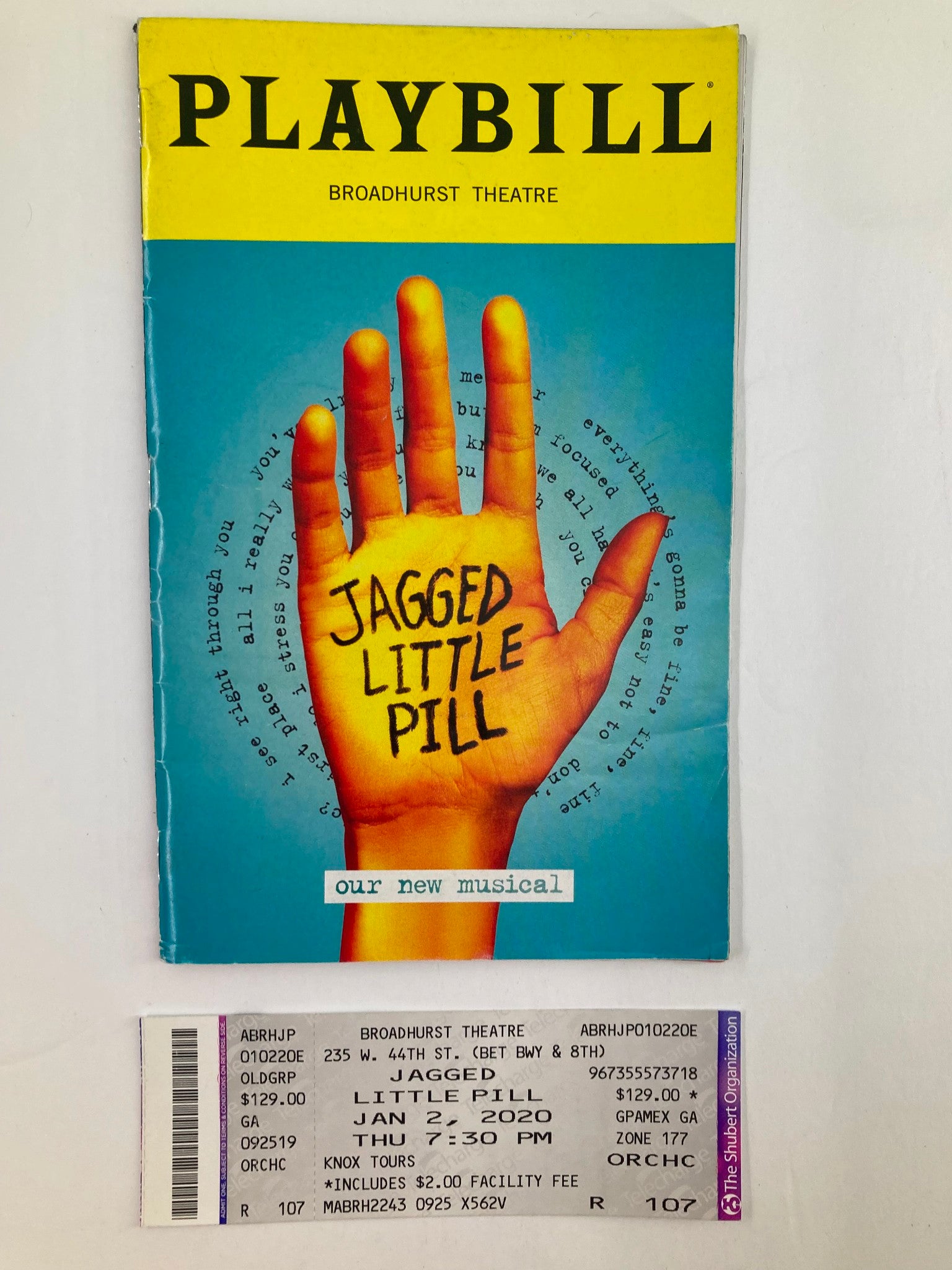 2020 Playbill Broadhurst Theatre Kathryn Gallagher in Jagged Little Pill