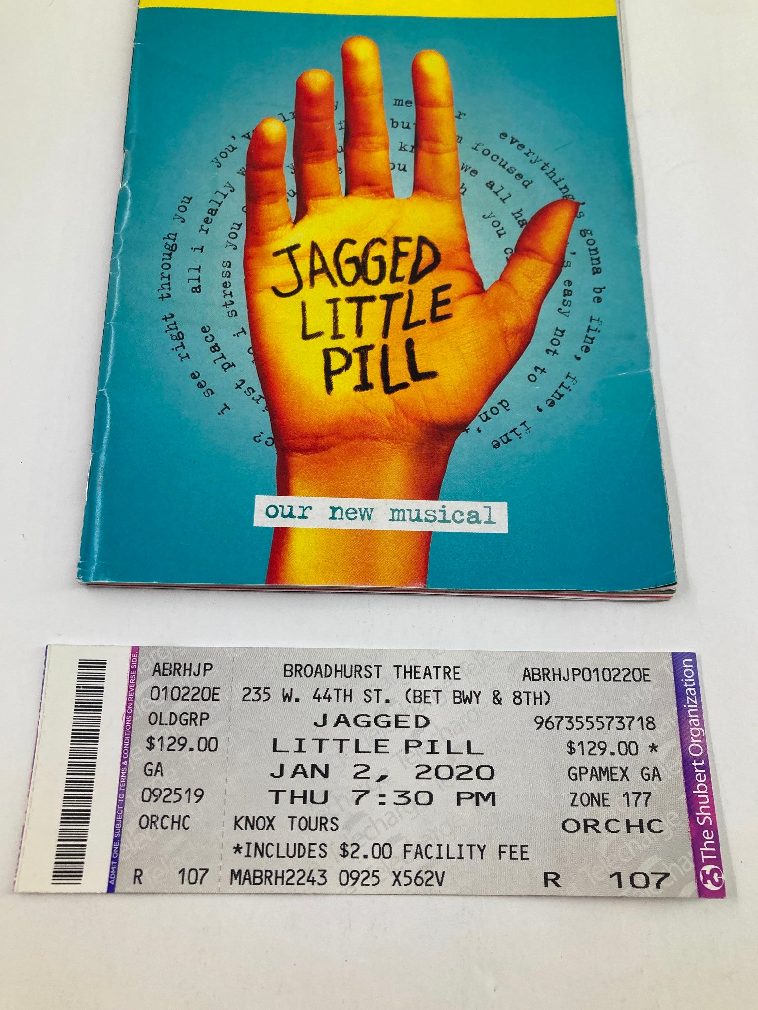 2020 Playbill Broadhurst Theatre Kathryn Gallagher in Jagged Little Pill