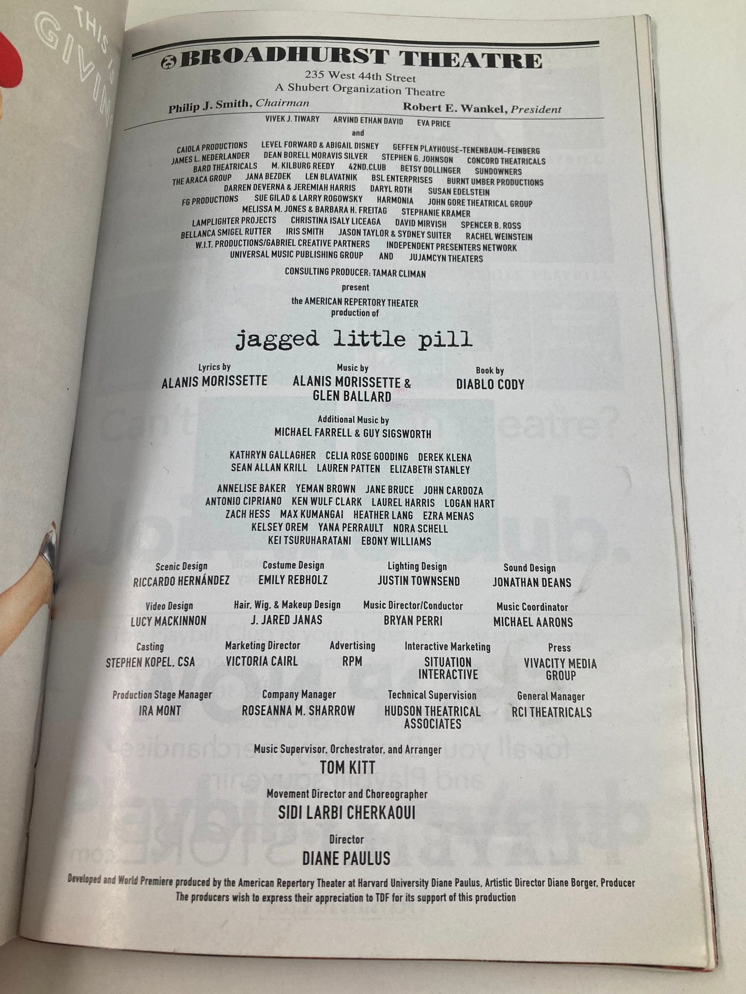 2020 Playbill Broadhurst Theatre Kathryn Gallagher in Jagged Little Pill