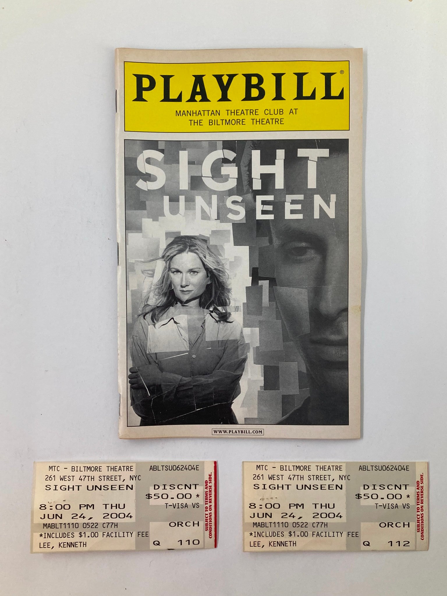 2004 Playbill The Biltmore Theatre Byron Jennings, Ana Reeder in Sight Unseen