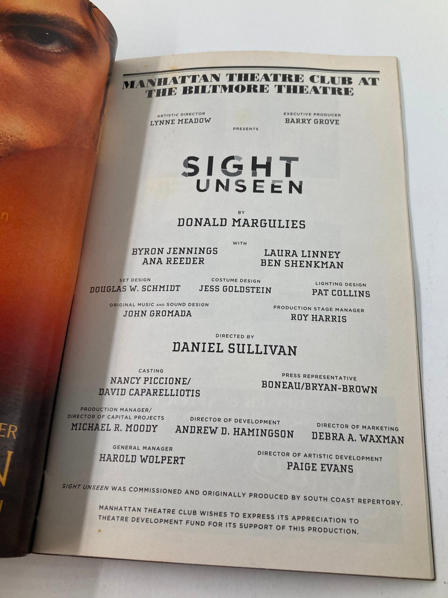 2004 Playbill The Biltmore Theatre Byron Jennings, Ana Reeder in Sight Unseen