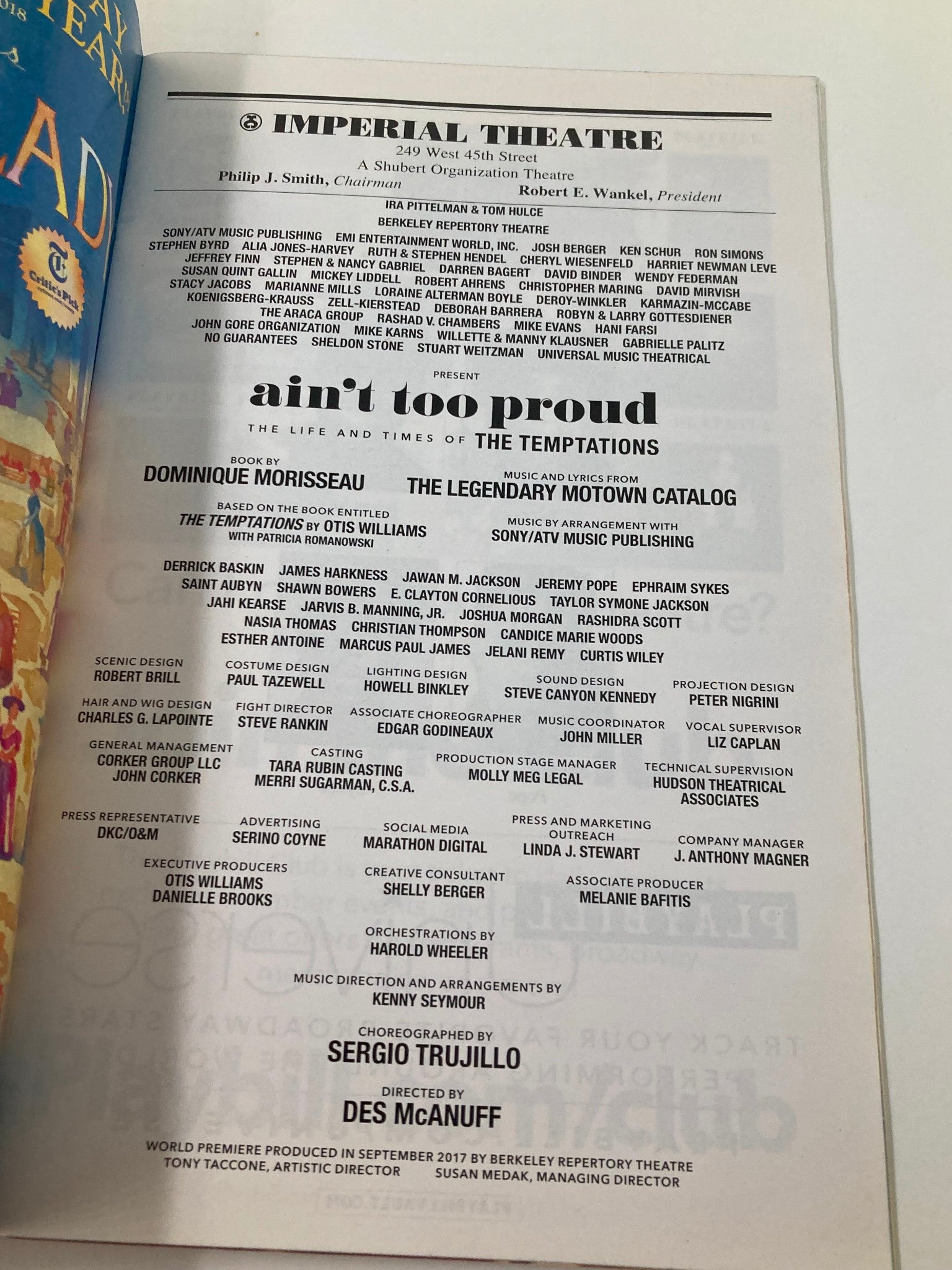 2019 Playbill Imperial Theatre Derrick Baskin, James Harkness in Ain't Too Proud