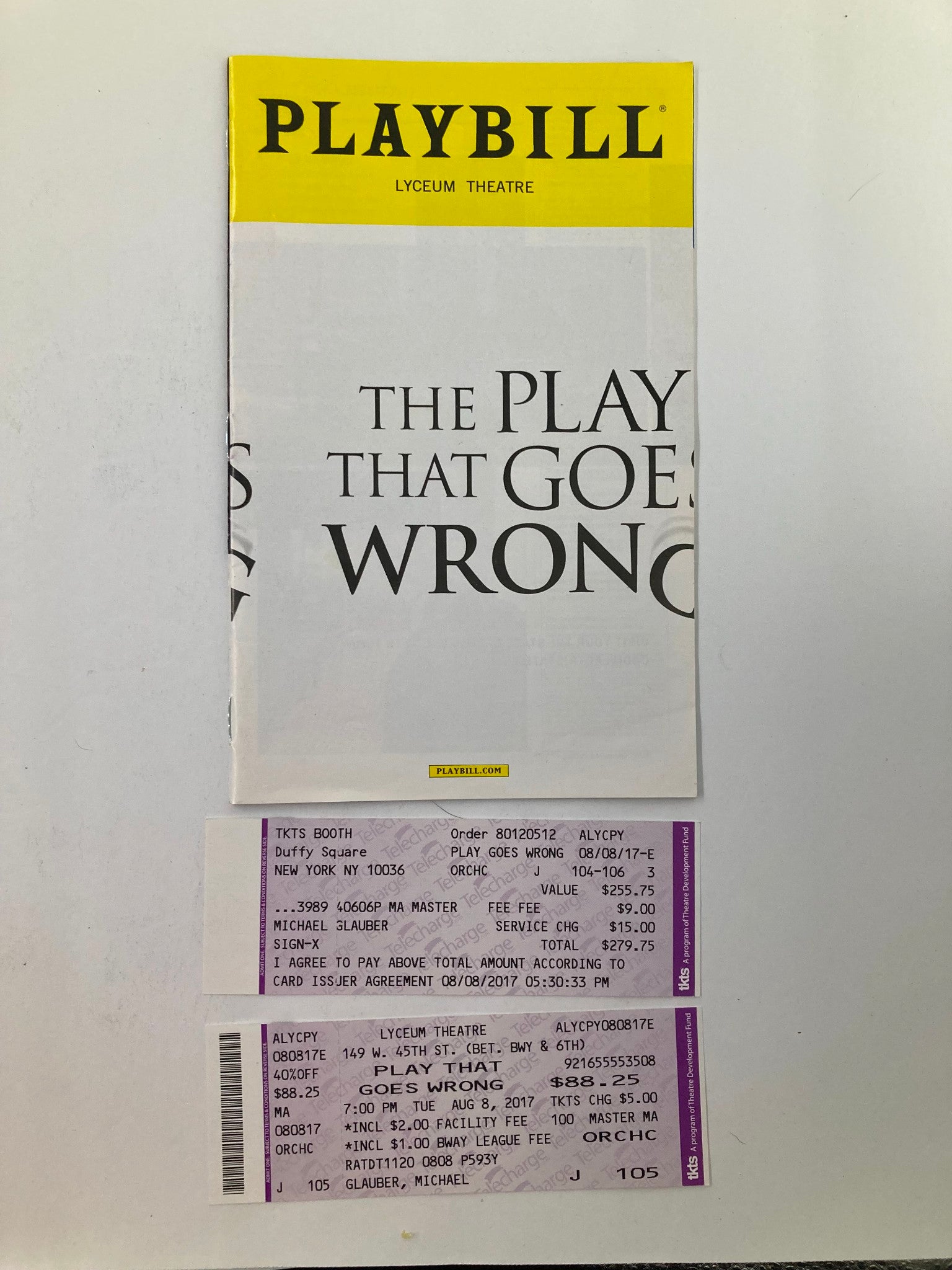 2017 Playbill Lyceum Theatre Rob Falconer in The Play That Goes Wrong